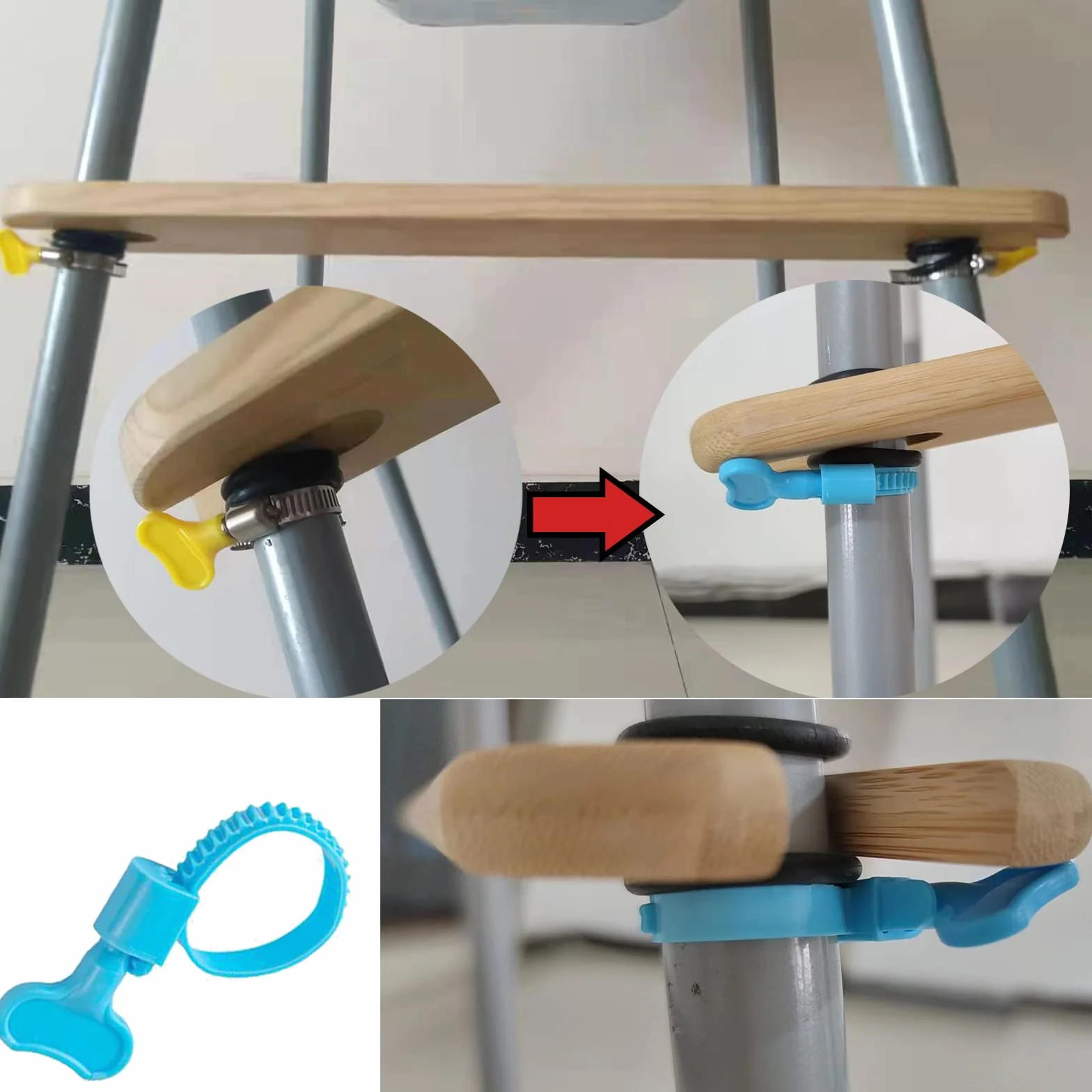 Poggiapiedi in bambù antiscivolo regolabile con anelli in gomma – Accessori in legno naturale compatibile con IKEA Antilop