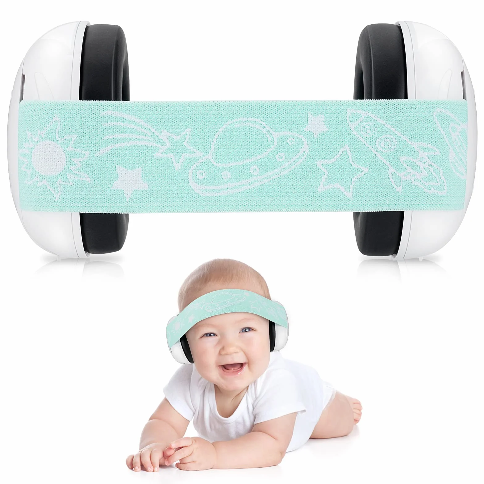 Baby Ear Defenders e protezioni, protezioni per le orecchie dei bambini con morbido cuscino regolabile paraorecchie a cancellazione di rumore per bambini compresa tra 3 mesi e 2 anni 25dB NNR