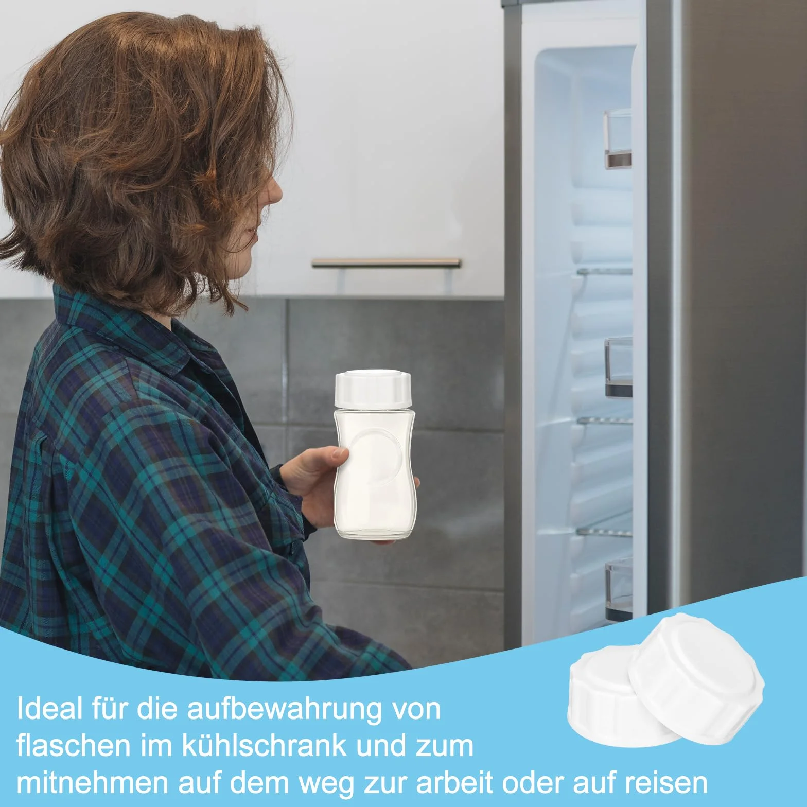 6 chiusure per bottiglie di vetro Philips Avent, coperchio anti-colica con anello di tenuta, chiusura per bottiglie, accessori per viaggi e conservazione (5 cm, bianco)