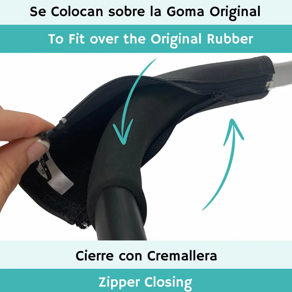 PROTEC TIF | Coprimanubrio in similpelle Compatibile con il Bugaboo Donkey (non sostituisce la gomma) (nero)