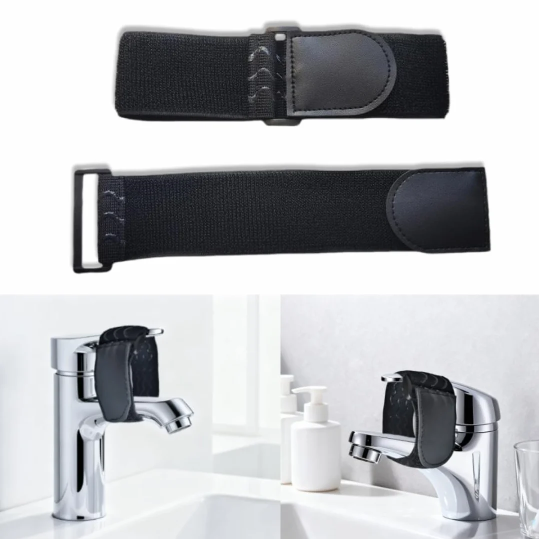 Protezione per Bambini, Impedisce ai Bambini di Aprire il Rubinetto, Sicurezza dell'Acqua per Bambini, Banda Elastica in Velcro, Rubinetto, Per Cucina, Bagno (2 Pezzi, Nero, 5 * 30 cm)