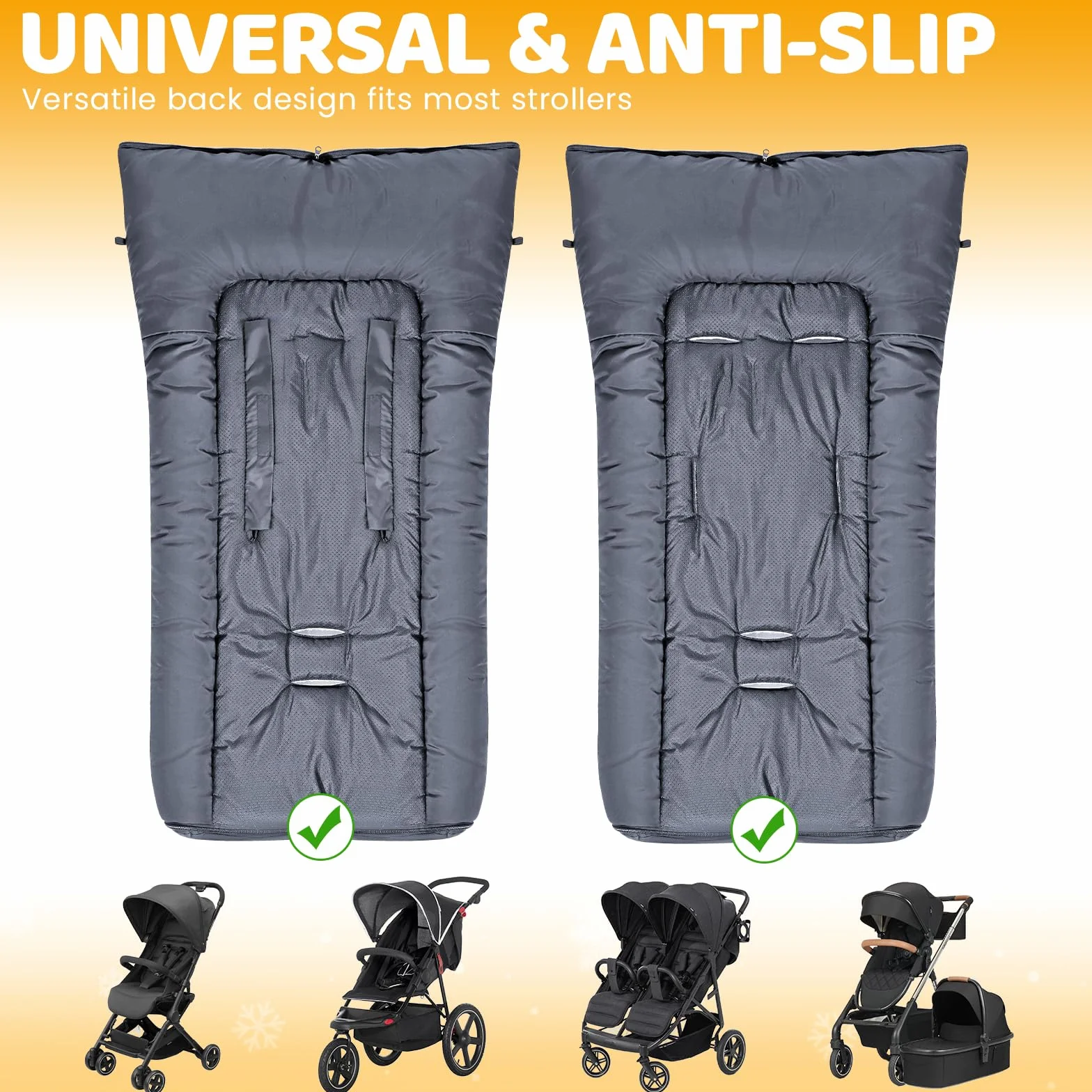 Ivywind Sacco Passeggino Universale, Impermeabile Sacco Invernale Passeggino con Cerniera Regolabile, Inverno Coprigambe Passeggino Universale, Lavabile e Staccabile, Caldo, Grigio