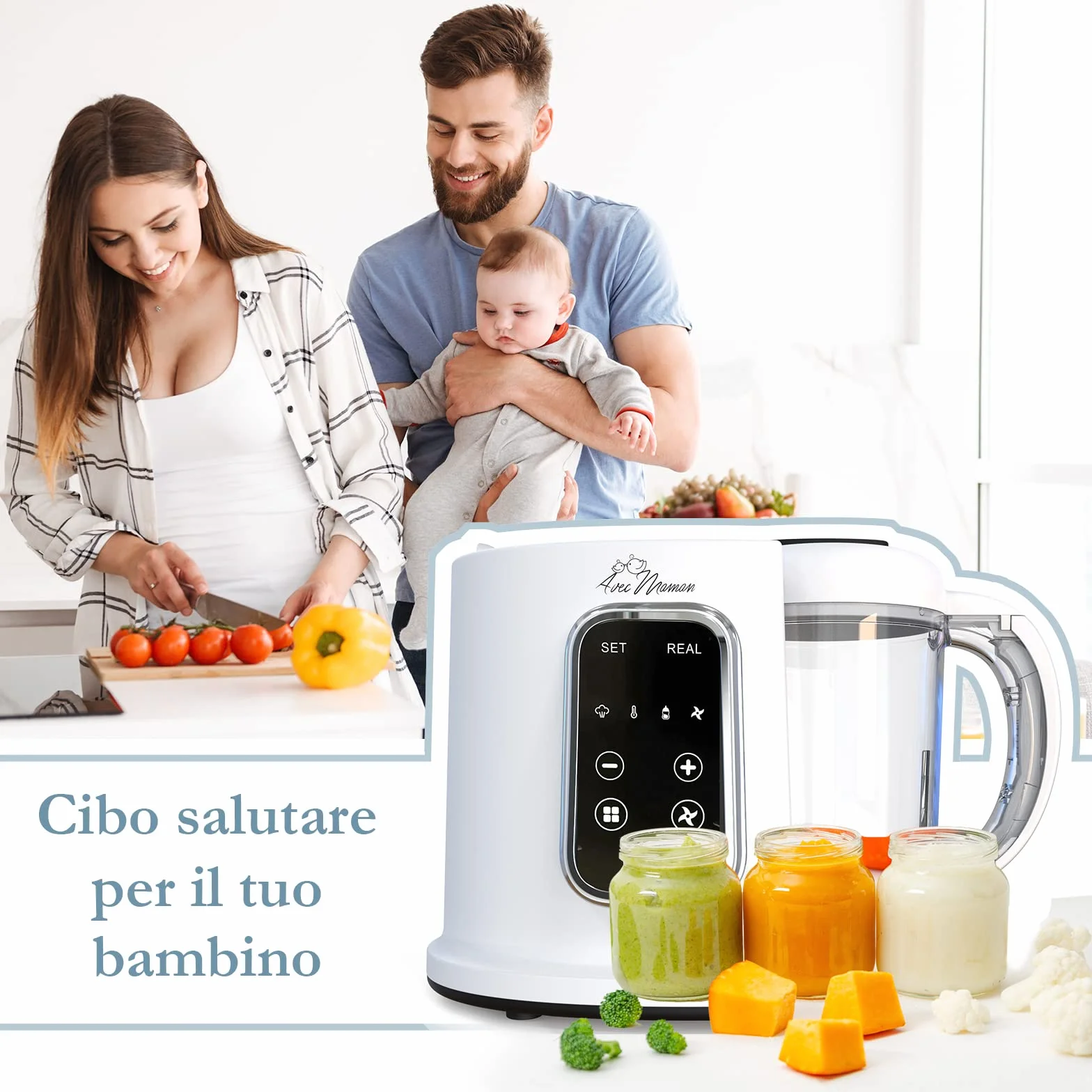 Baby Cuisine Frullatore elettrico Multifunzione 4-in-1 - Scalda biberon neonato + Cottura a vapore + Cuocipappa + Mixer - NUOVO Versione + Regalo perfetto per neogenitori + senza BPA