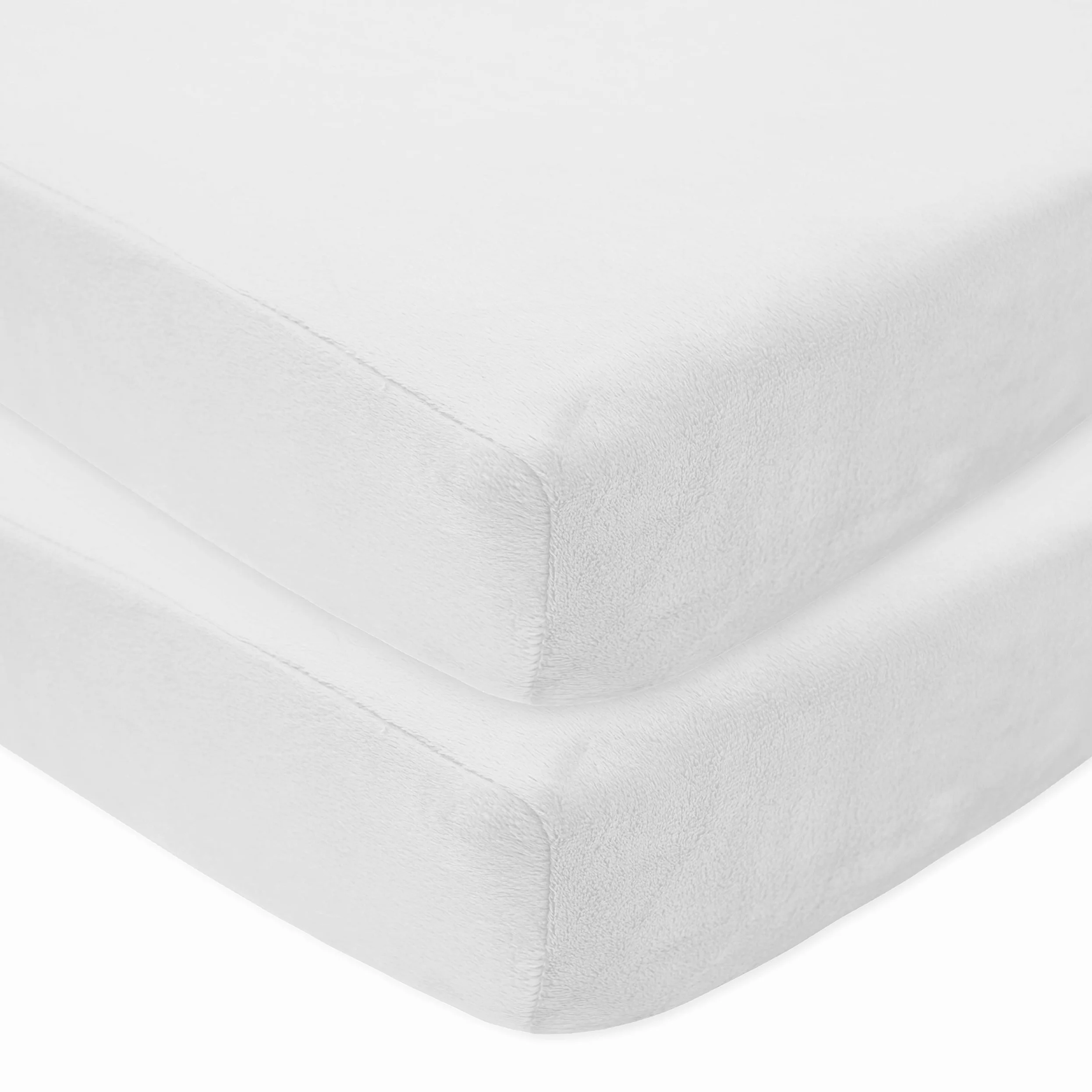 American Baby Company Confezione da 2 lenzuola con angoli in ciniglia per culla standard e materassi per bambini, bianco, 71,1 x 132,1 cm, per bambini e bambine