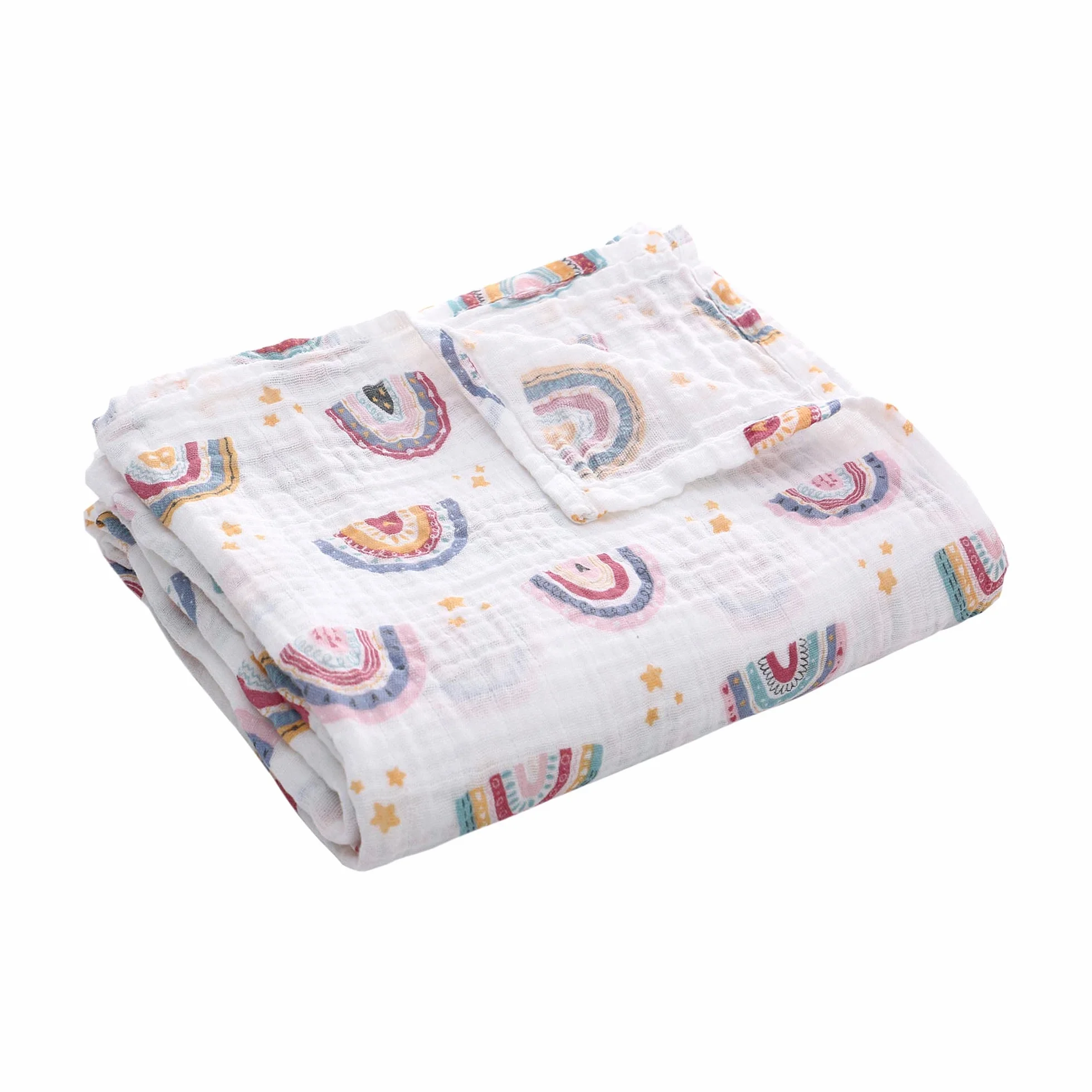 Miracle Baby Coperta di Mussola, 150x110cm Swaddle Cotone Estate, Coperta in 100% Cotone, Telo Bagno, Regalo per Bambini, Copertura per Allattamento Neonati Ovetto, Singolo Strato, Arcobaleno