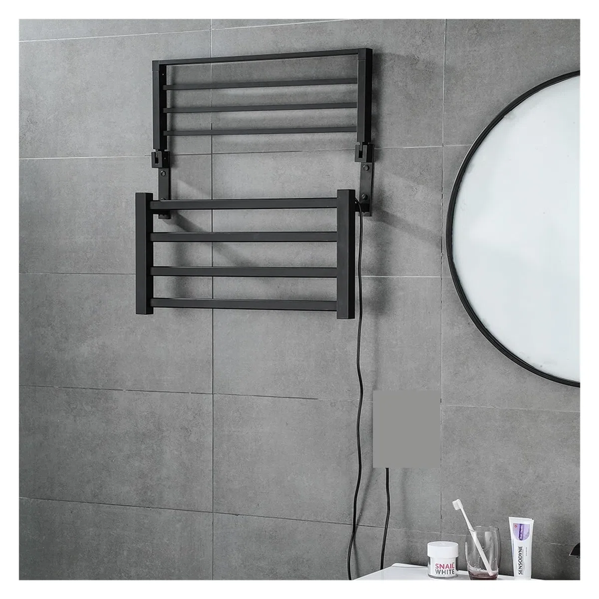 Scaldasalviette Elettrico for Bagno, Scaldasalviette Riscaldante, Portasciugamani Riscaldato, for Accessori da Bagno Sicuro Efficace(Right,White SOM0402)