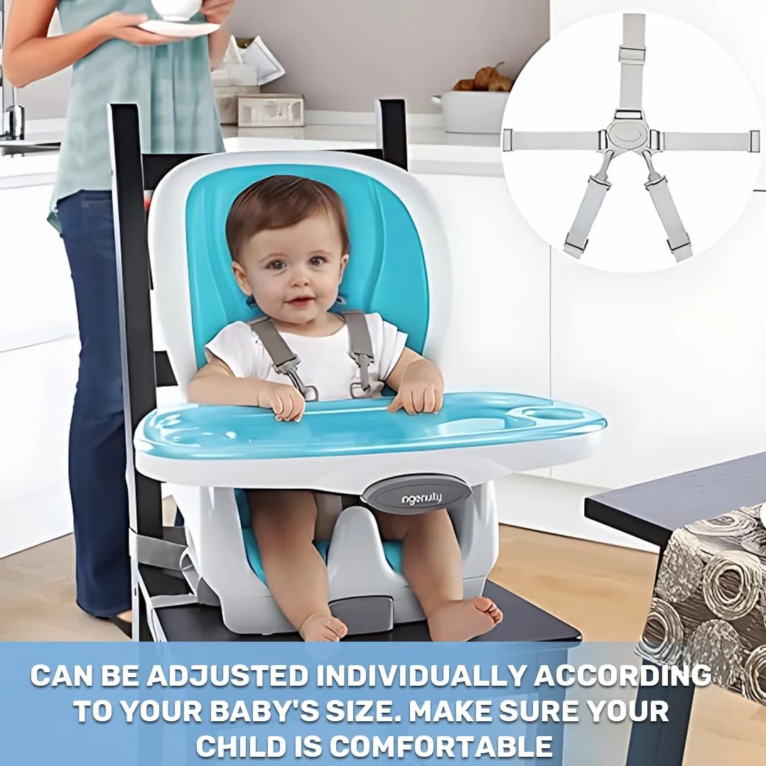 Imbracatura Bambini, Cintura Sicurezza Bambini, Cintura Sicurezza Bambini per Seggiolone 5 Punti Universale Regolabile Seggiolone Cintura Imbracatura per Passeggino Carrozzina (Fibbia Grigia)