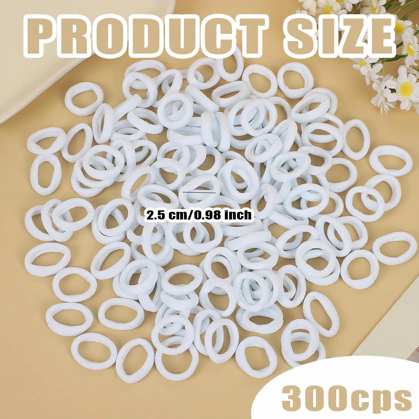 300 Pezzi Elastici per Capelli Bambini, Piccoli Elastici per Code 20mm, Legacci per Capelli Neonati e Ragazze (Bianco)