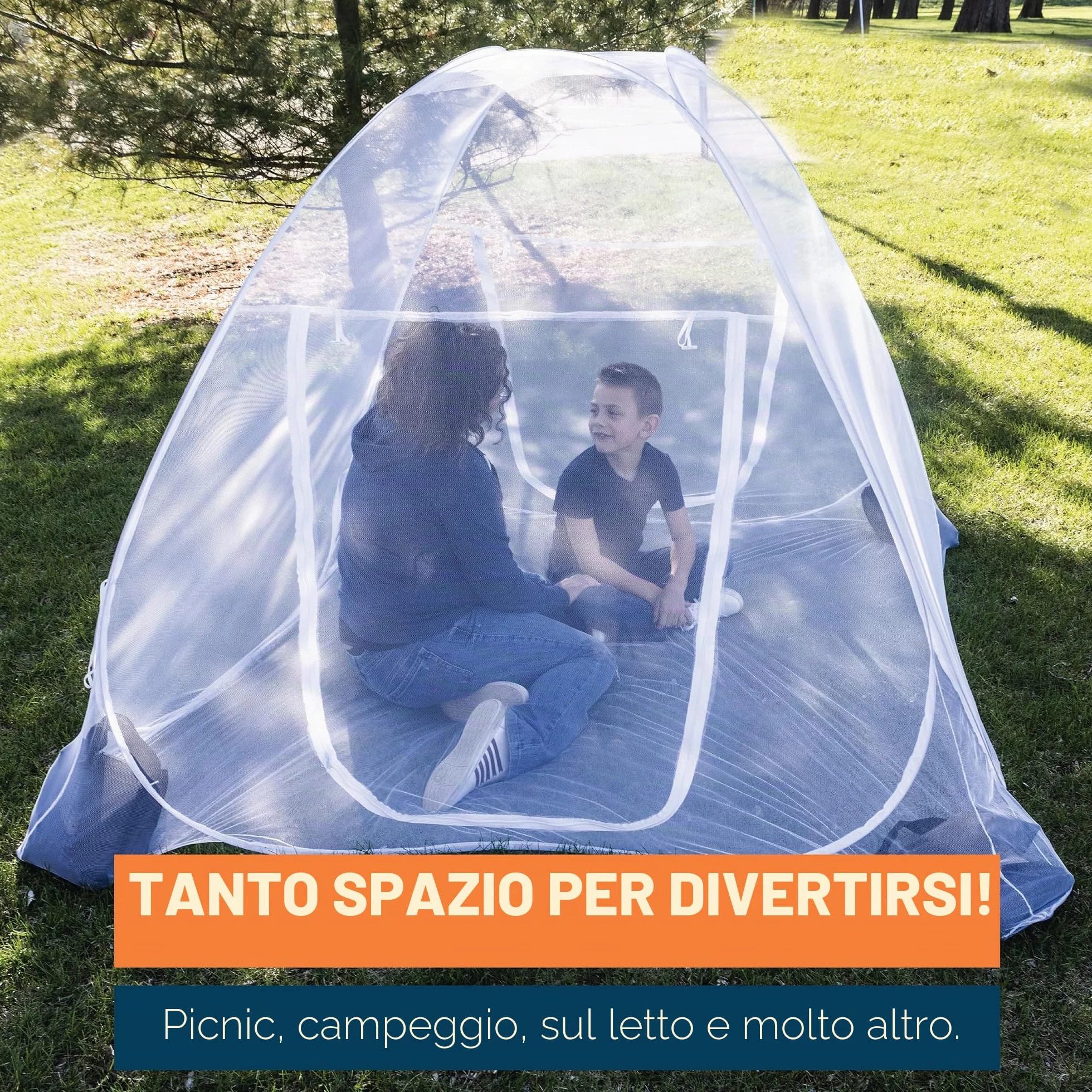 MEKKAPRO Zanzariera Portatile Pop-Up per Letto, 203,2 x 180,3 x 160 cm, Grande, Pieghevole Con Fondo in Rete, Compatibile per Matrimoniale e King Size