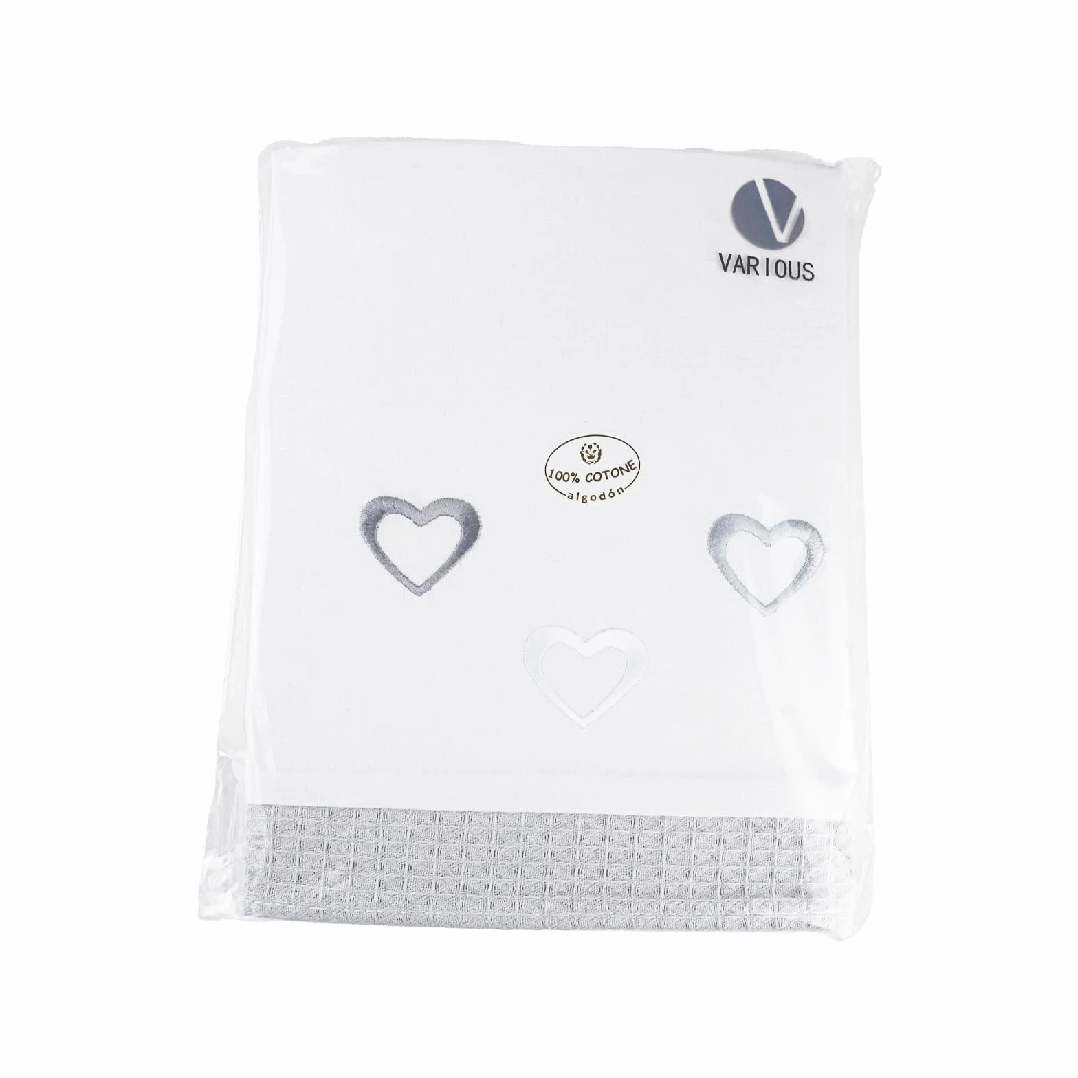 various Set Lenzuola Lettino Neonato 60x120 cm, 100% Cotone Extra Morbido, Include Lenzuolo con Angoli, Lenzuolo Sopra e Federa, Biancheria Letto Bambino Traspirante Happy Love Colore BCO/Grigio