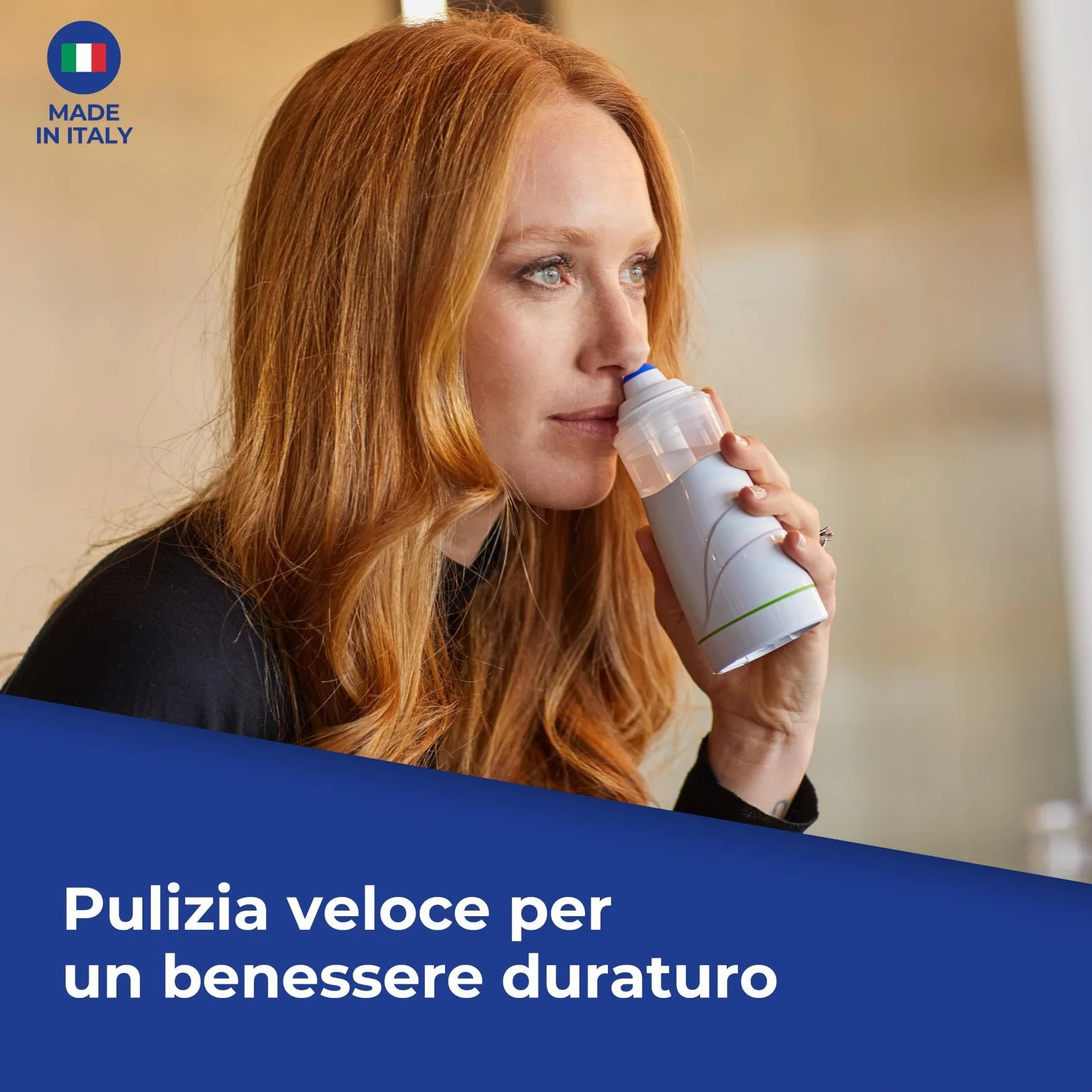Flaem, Rhino Clear Sprint, Doccia Nasale Portatile, Lavaggio Nasale Bambini e Adulti, Trattamento delle Alte Vie Respiratorie per Raffreddori, Sinusite e Allergie, Funzionamento a Pile, Made in Italy
