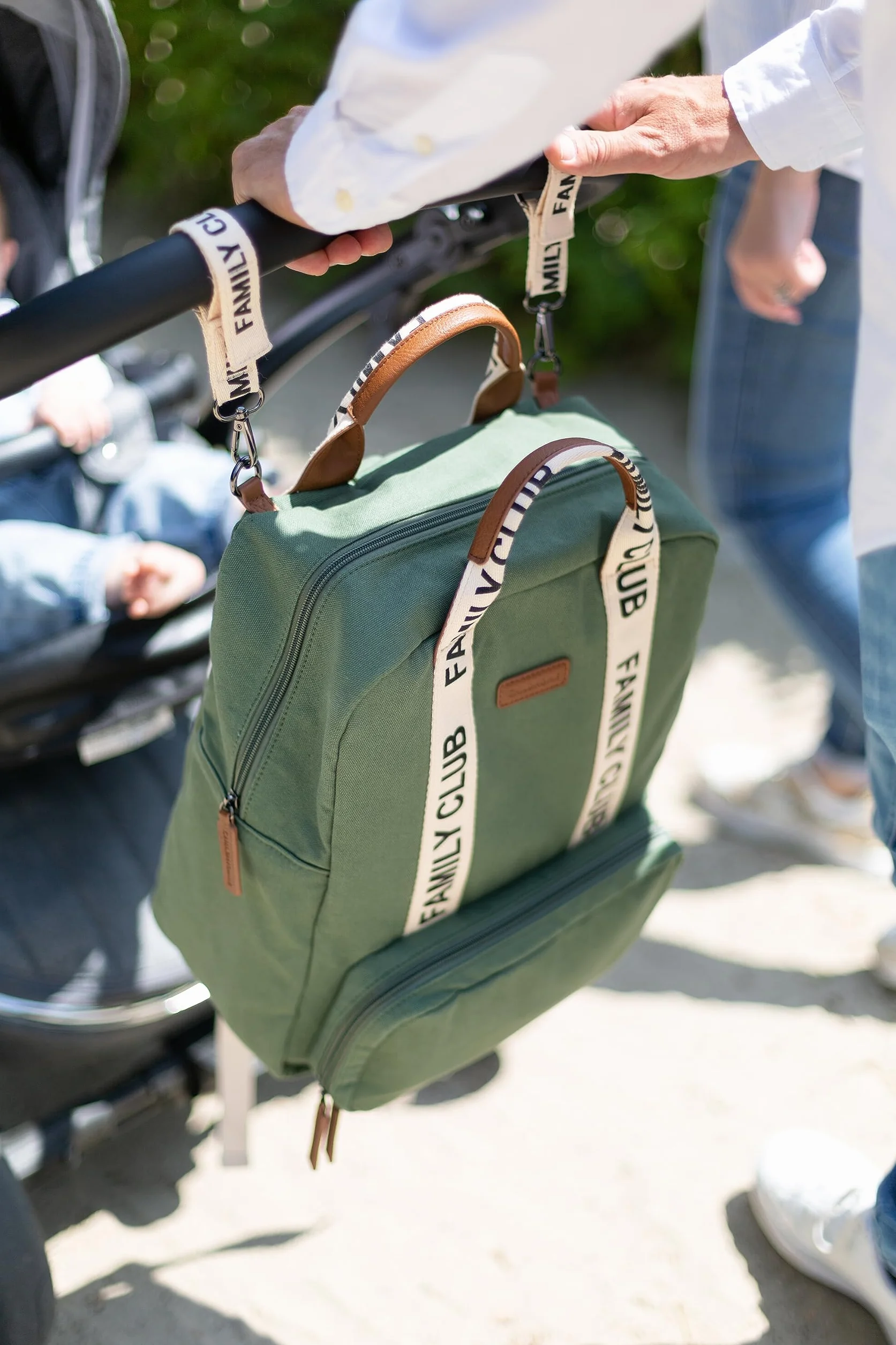 CHILDHOME, Zaino fasciatoio Family Bag Club, Grande capacità, Multifunzionale, Fasciatoio incluso, 11 scomparti, Tasche isolate, Passaggio per trolley, Gancio per passeggino, 20,5L, Verde