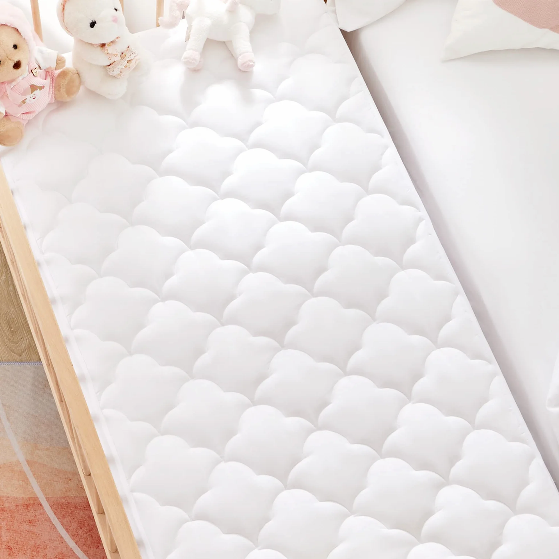 SONIVE Coprimaterasso impermeabile per culla e bambini piccoli, imbottitura in microfibra, 10 oz, certificato Oeko-Tex Standard 100, bianco, 70 x 140 cm