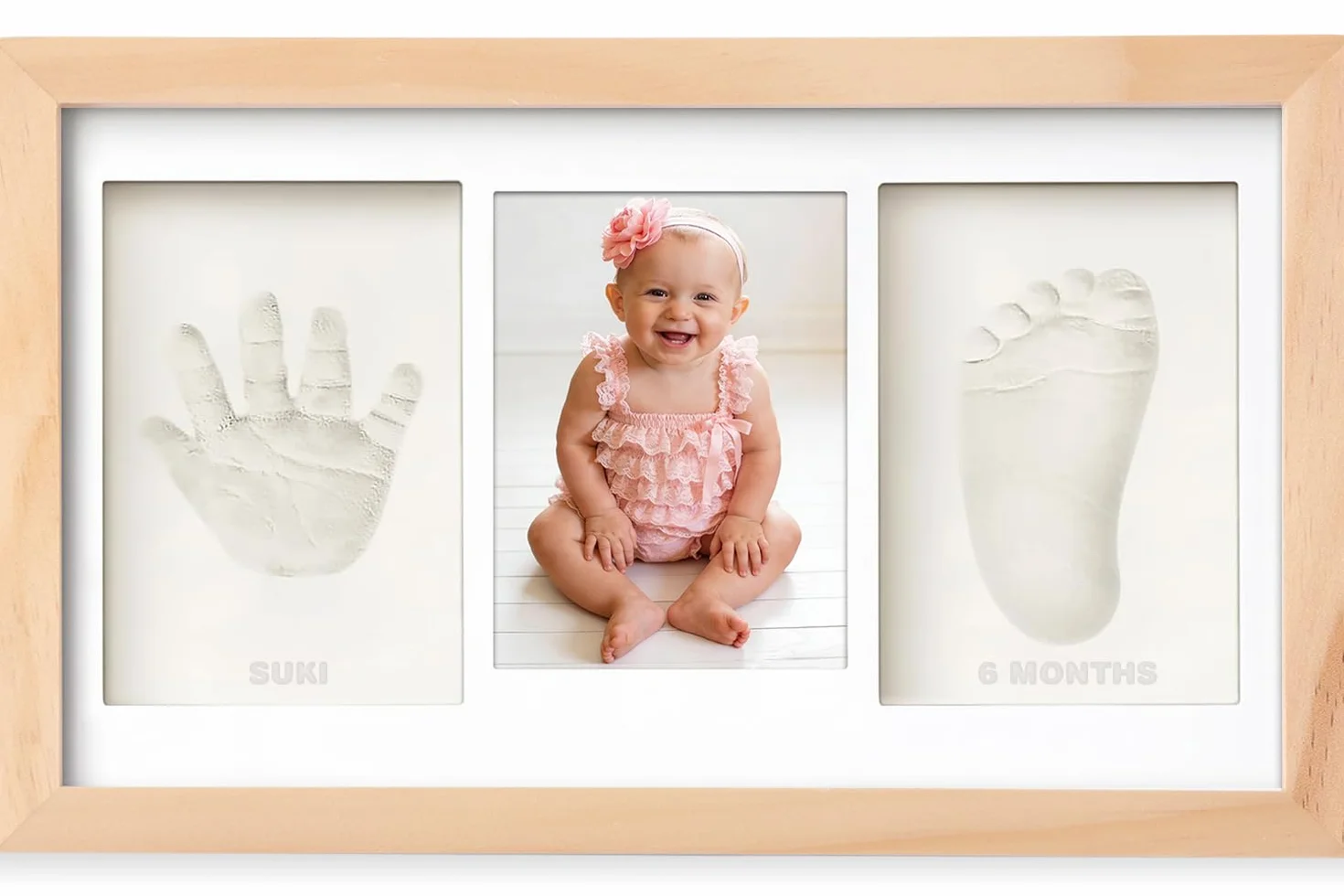 Cornice Impronta Mani e Piedi Neonati con Argilla, Cornice Impronte Neonato Personalizzabile,Kit Impronte Neonato Ideale per Regalo Neonato Maschio e Regalo Neonata Femmina-Quercia
