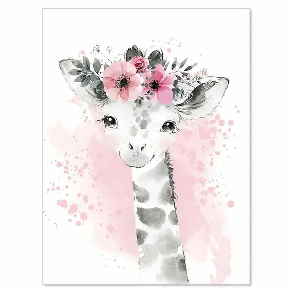 3 Quadri Personalizzati Nome Nascita Stampe Animali Cameretta Bimbo Rosa 30x 40 cm Quadro Cameretta Bambina Decorativi da Parete Bambini Poster Camera Ragazza Ragazzo Regalo Tela senza Cornice