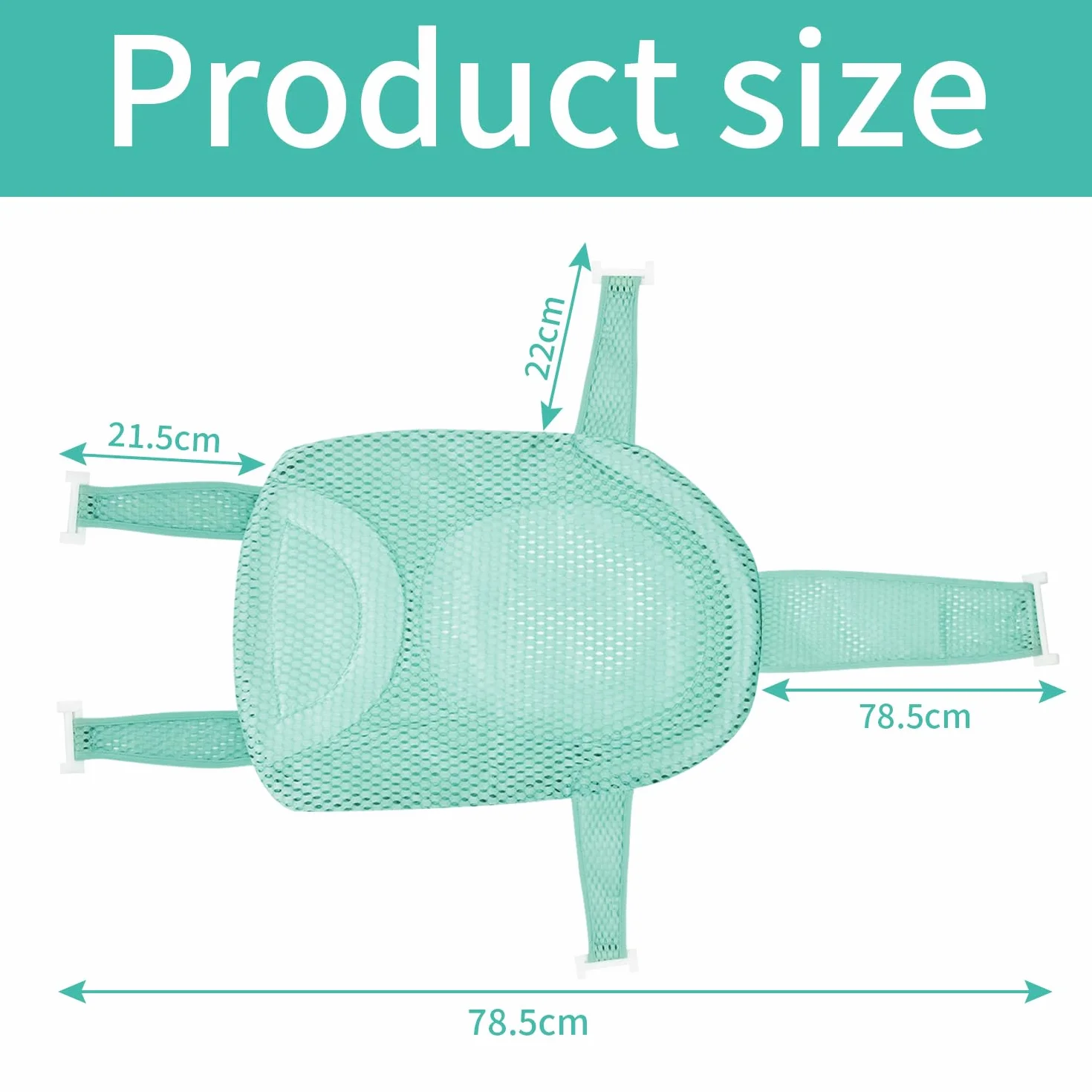 Rete Bagnetto Sedile Inserto Supporto Doccia Neonato Bambini Comodi Antiscivolo Tasca Piatto Bagno Confortevole Seggiolino Tessuto Doppia Verde Chiaro, 1 Pezzo