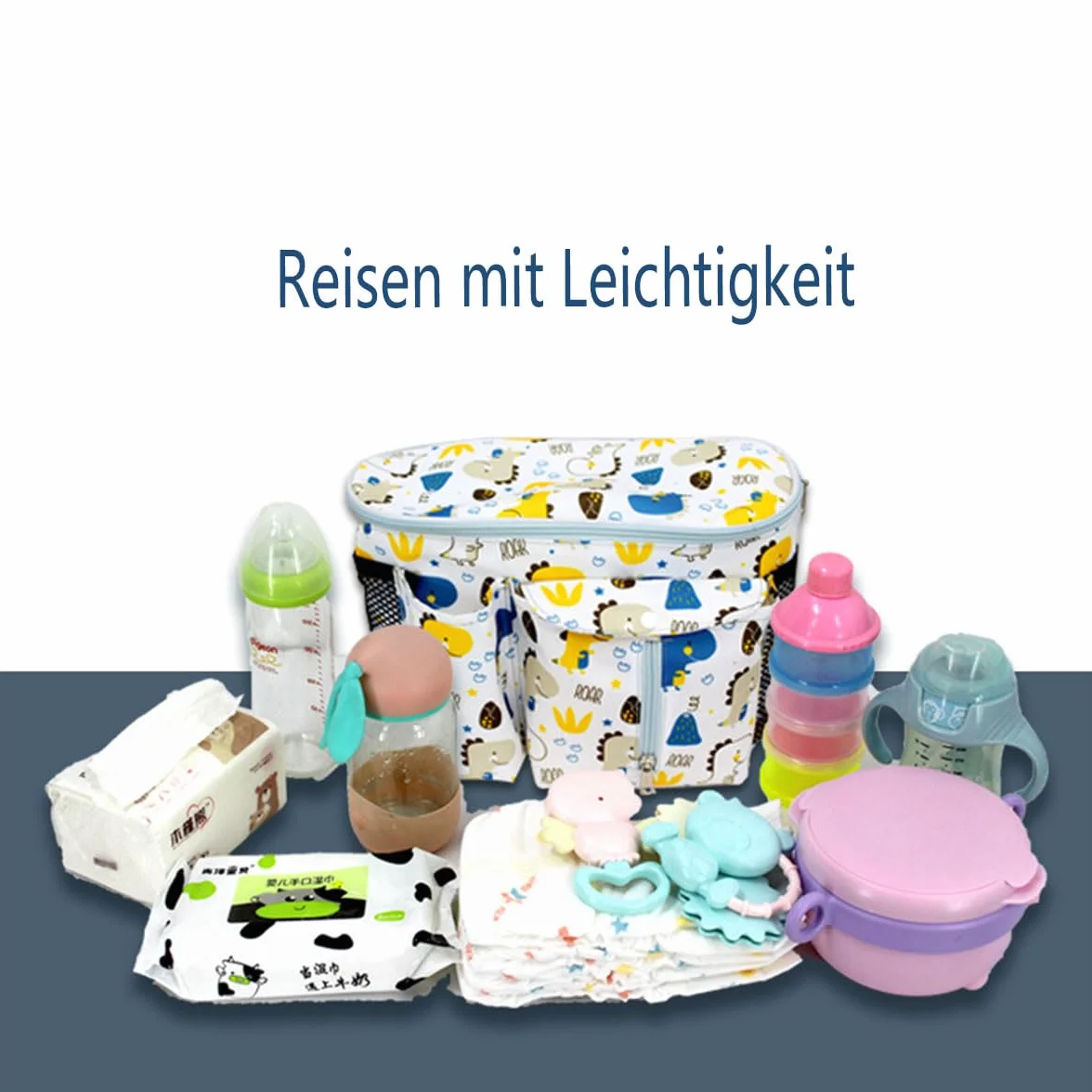 Organizer per Passeggino, Borsa Organizzatrice per Passeggino di Grande Capacità, Borsa portaoggetti con Tasca a Rete, per Biberon, Pannolini, Salviette, Telefono Ccellulare (Bianco)