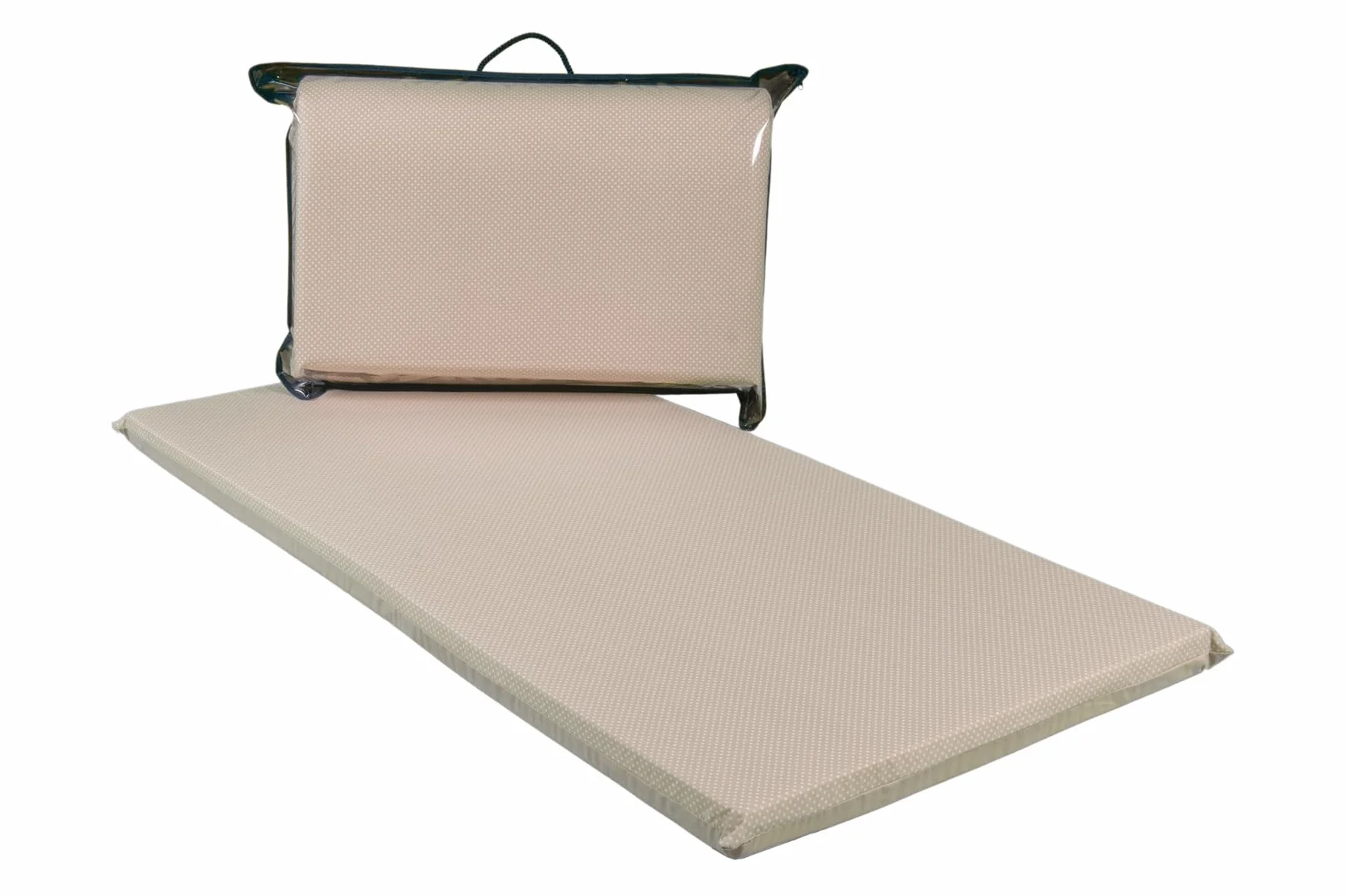 GHIOCUSCINI | Materasso Pieghevole per Culla CAMPEGGIO, Materasso Bambino 100% Cotone, Fantasia POIS NOCCIOLA, Sfoderabile e Lavabile, 60 x 120 cm, Alto 4.5 cm, Made in Italy