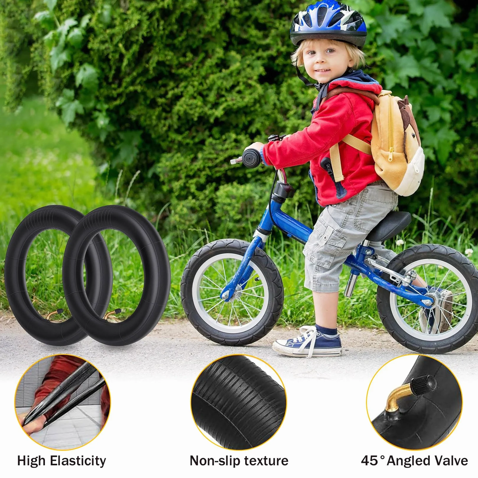 12 pollici Passeggino Tubo con valvola angolare 45°, 2 pezzi 12 X 2 1/8 tubo flessibile per passeggino, bicicletta, scooter, triciciclo
