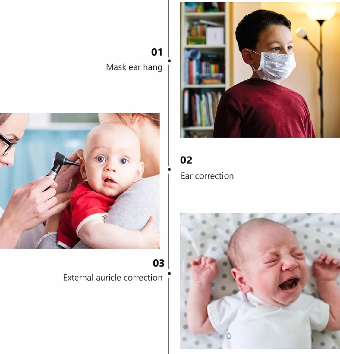 Correttore auricolare in silicone per neonati e bambini, correzione dell'orecchio sporgente per neonati e bambini, nero