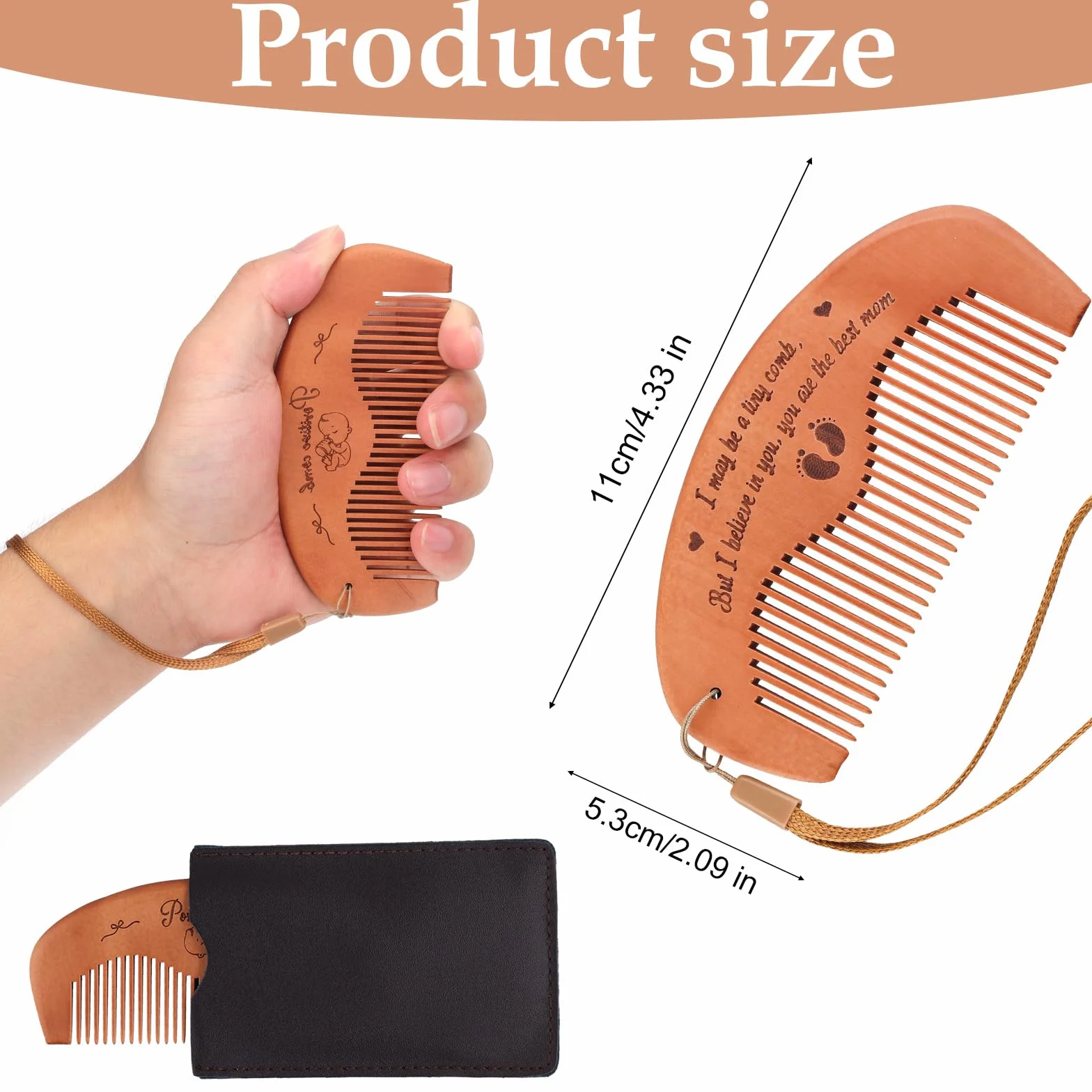 Set di Pettine da Parto, Legno Travaglio Pettine per Capelli con Borsa Portaoggetti e Cordino Articoli Essenziali per il Parto per le Mamme Alla Prima Esperienza Regalo per la Gravidanza