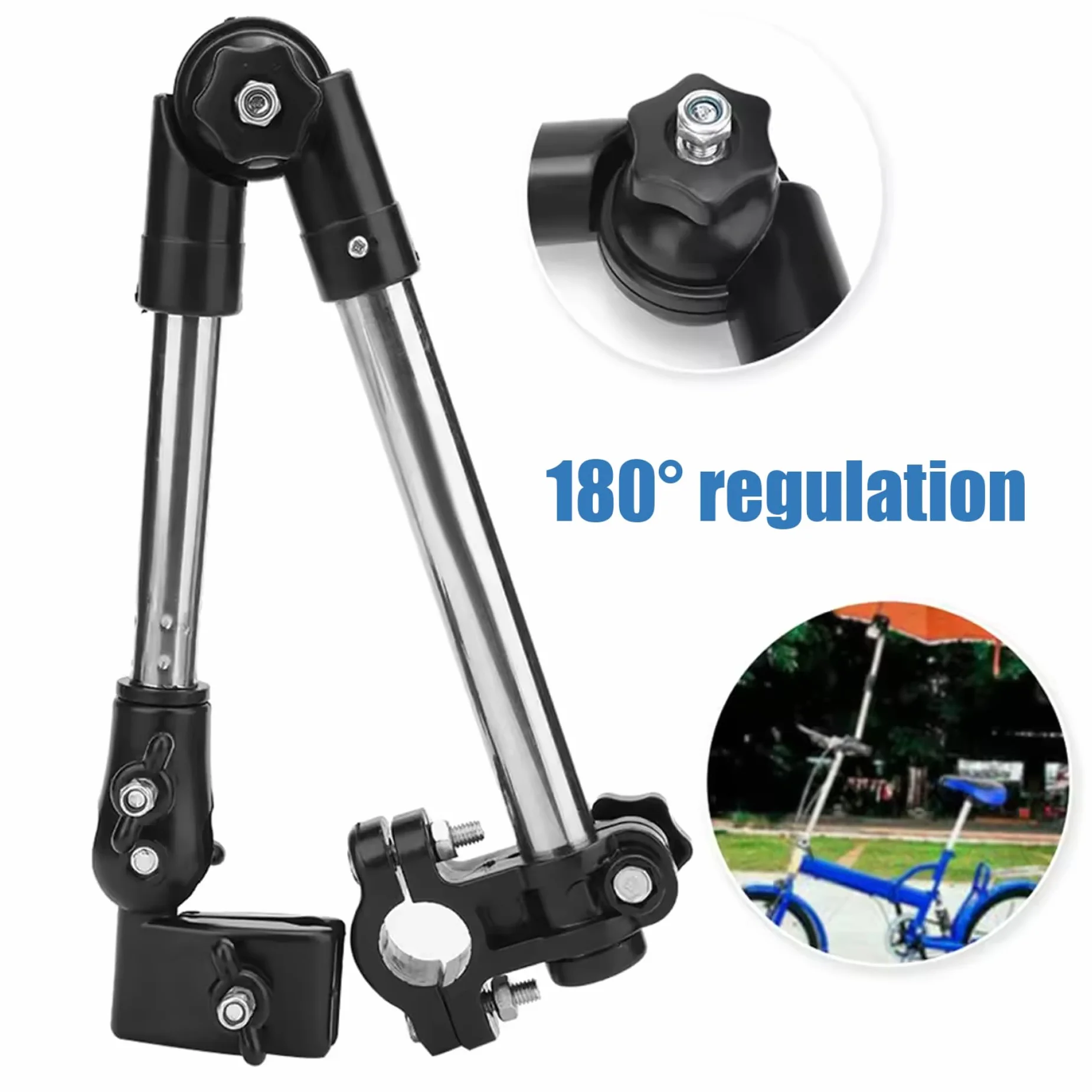 Ombrello per sedia a rotelle, Portaombrello per passeggino, Morsetto regolabile retrattile Supporto in acciaio inossidabile con base antiscivolo per passeggini Sedie a rotelle Bici, Morsetto