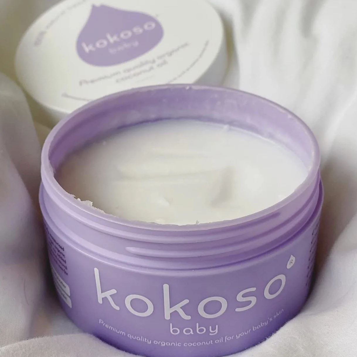 Kokoso Olio di cocco biologico per bambini – Olio idratante 100% naturale per il massaggio del bambino, pelle secca, sensibile e normale – 168g