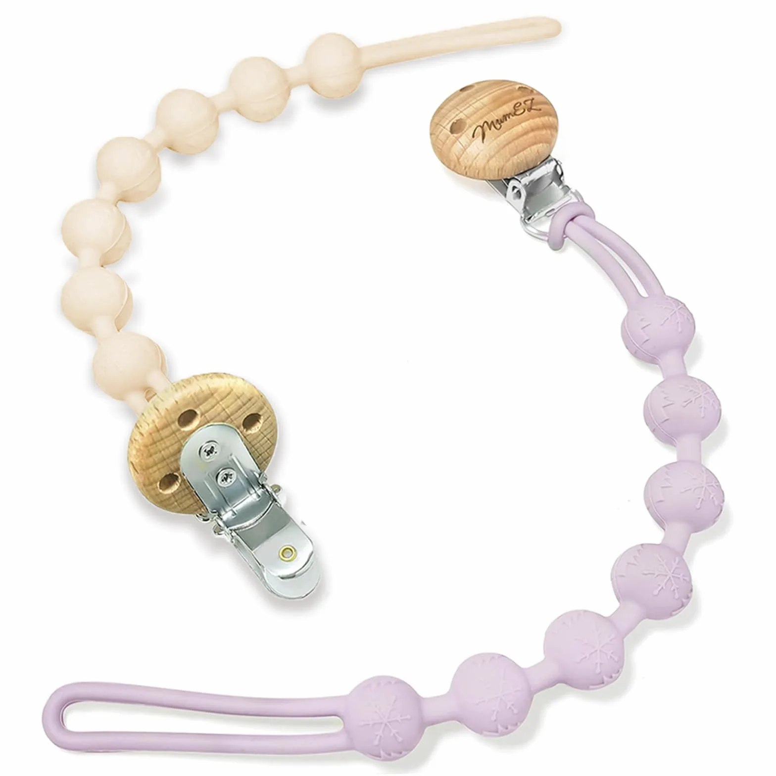 Catenella Portaciuccio - Porta Ciuccio: Set 2 PCS Con Catenella Ciuccio, Portaciuccio Mam Clip per Tenere Pulito Il Ciuccio Del Tuo Bambino