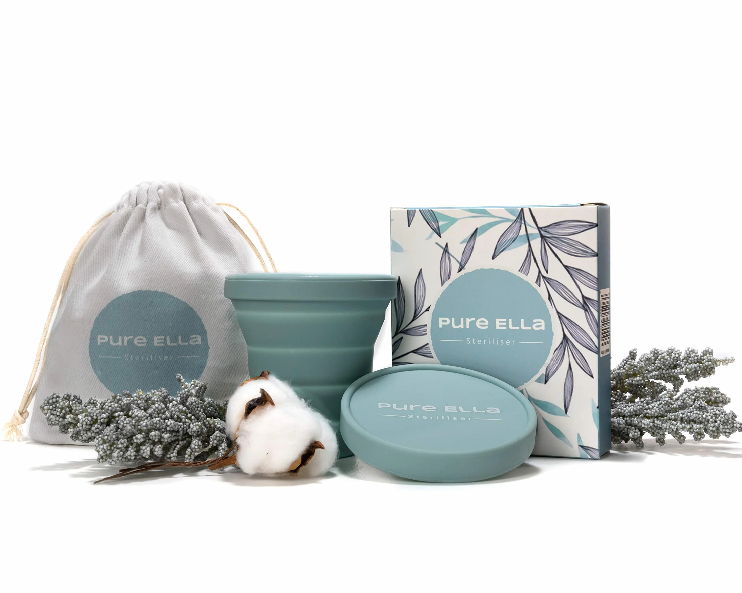 Pure Ella - Sterilizzatore per coppetta mestruale, adatto al microonde, pieghevole e senza BPA, detergente per tazze in silicone, ecologico e igienico femminile