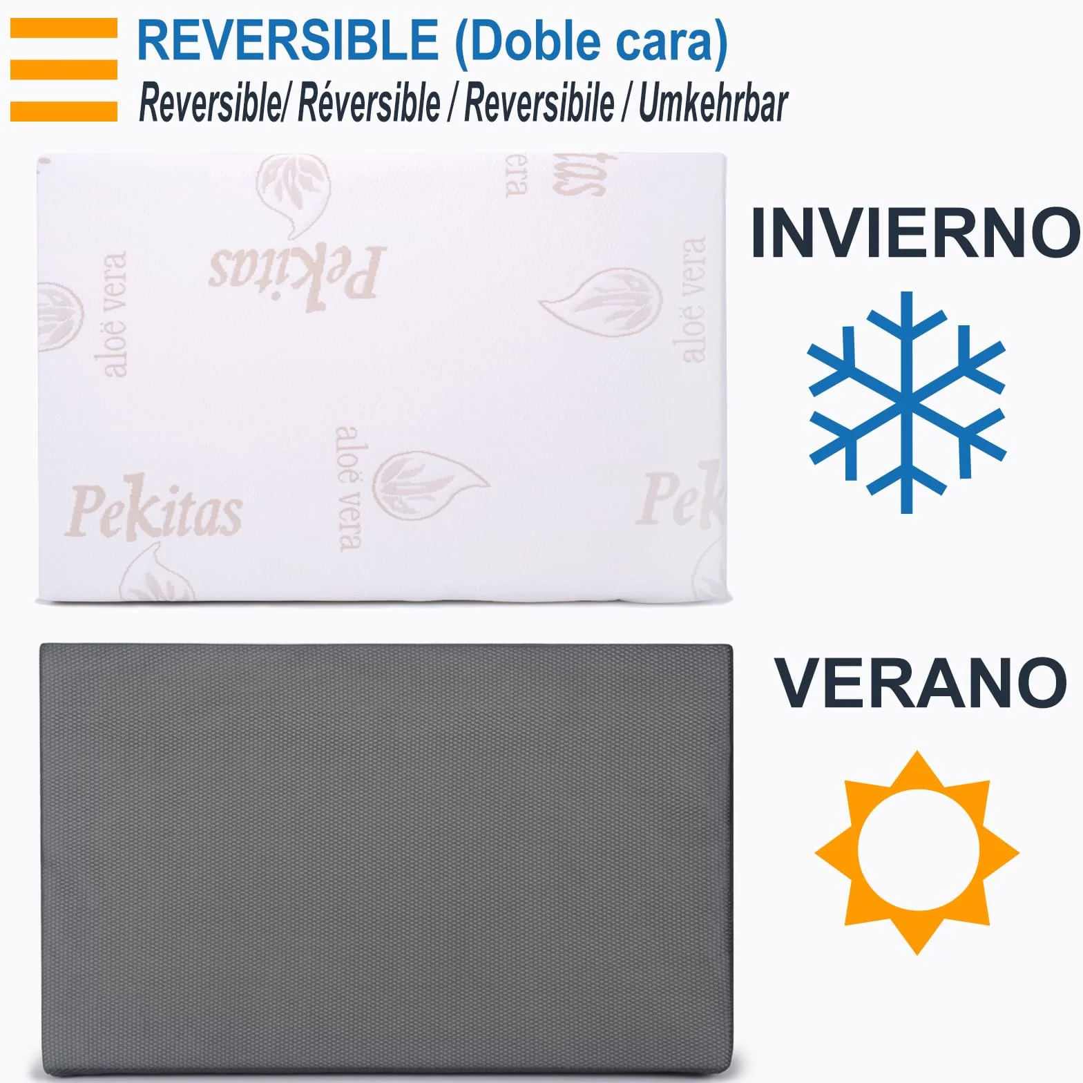 PEKITAS Materasso minicla 48 x 78 cm spessore 8 cm ibrido reversibile double face fodera rimovibile lavabile durezza stabile traspirante anti-annegamento culla per il bambino