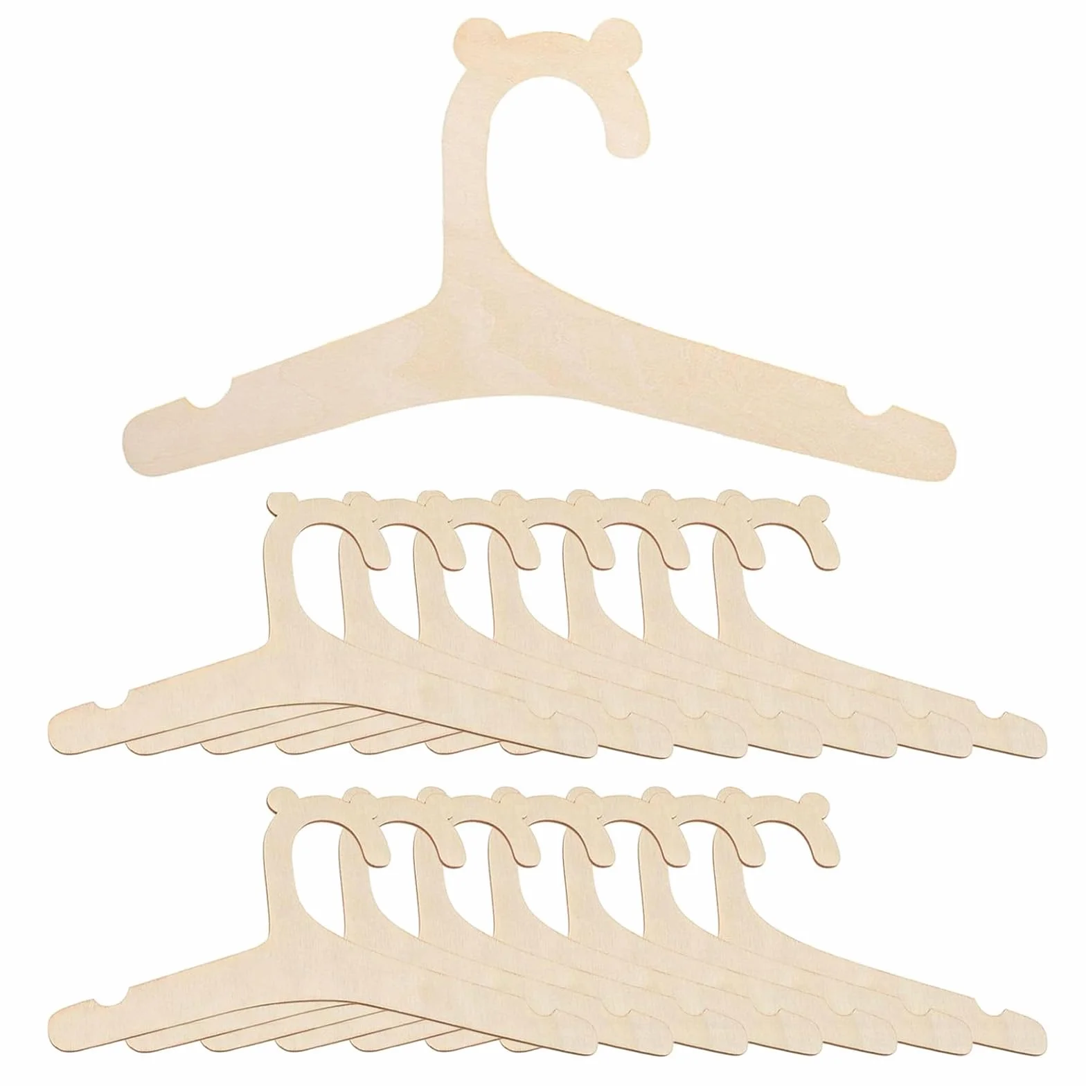 15 Pezzi Appendini in Legno Bambino, Appendini in Legno Antiscivolo per Abiti Bambini, Ideali per Conservazione & DIY, Adatti per Abiti & Pantaloni, Disegno dell'orso