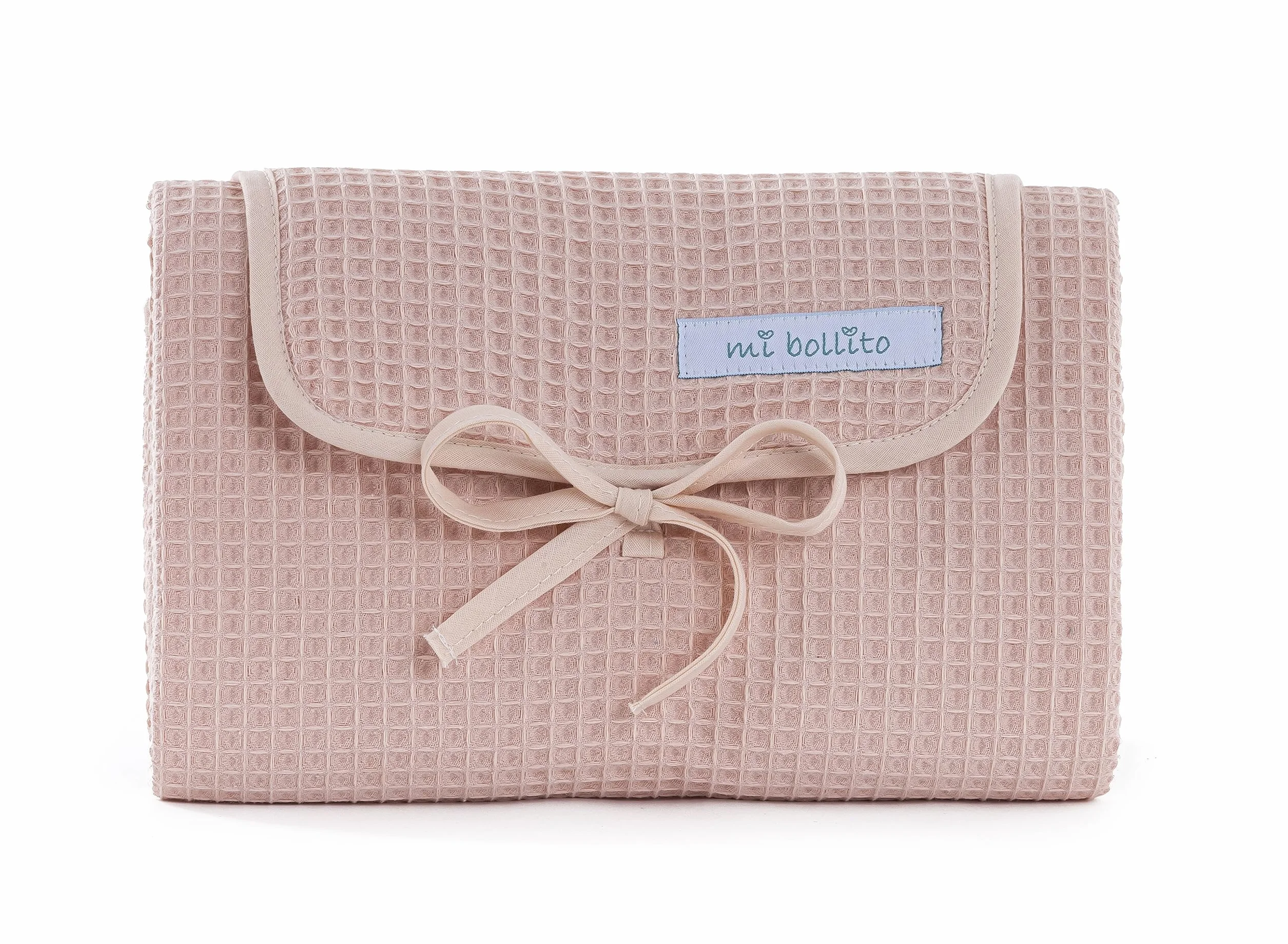 Fasciatoio per neonati portatile, pieghevole e impermeabile. Tessuto 100% in cotone gaufrato. Facile da riporre nella borsa per la maternità. Ideale come regalo per neonati. (Rosa