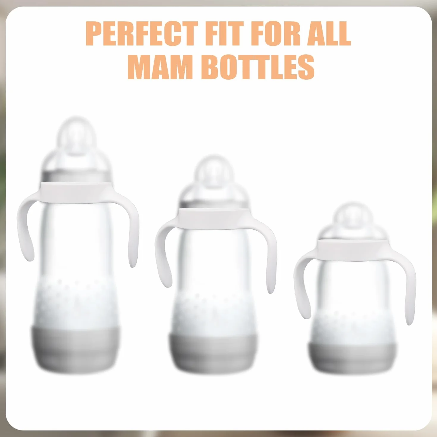 BOXOB 4pz Manici per Biberon per Mam, Supporti Ergonomici Biberon Impugnatura Facile Antiscivolo Ideale Supportare i Bambini nella Transizione al Bere in Modo Indipendente (Bianco)