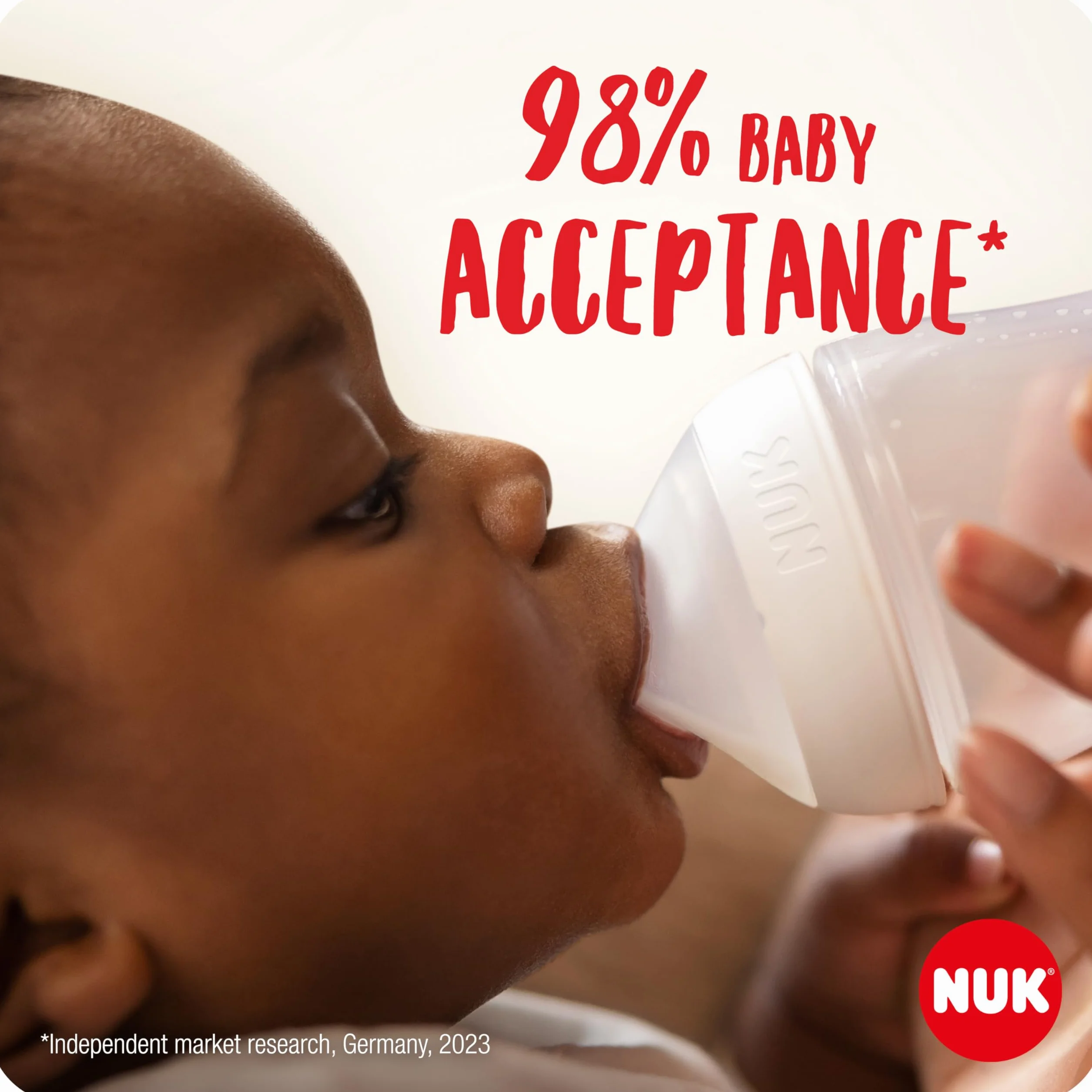 NUK biberon Perfect Match | 0+ Mesi | Si adatta al palato del bambino | Controllo della temperatura | Sfiato anti-colica | 150 ml | Senza BPA | Tettarella piccola in silicone | Arcobaleno