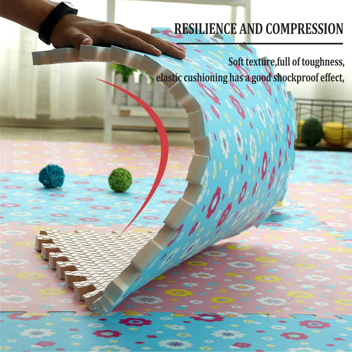 Tappetini da Gioco per Bambini in Schiuma Eva, Tappetino da Gioco in Schiuma per Bambini - Perfetto per Protezione del Pavimento, Garage, Esercizio Fisico, Yoga, Sala Giochi,Brown+Pink,6