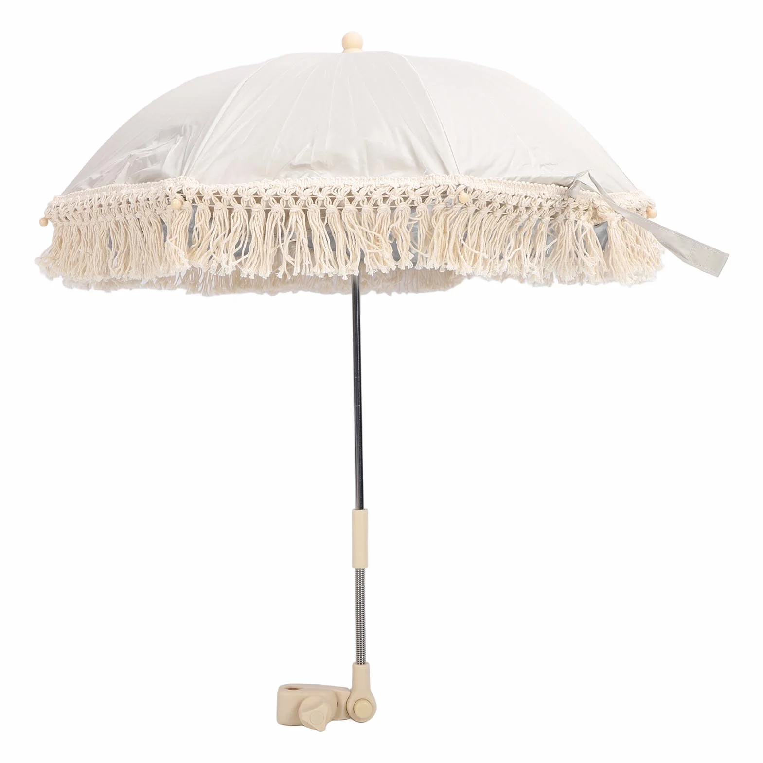 Ombrellone da Esterno per Bambini con Nappa, Frangia, Ombrellone da Spiaggia per Bambini a Prova di Raggi Ultravioletti con Borsa per il Trasporto, per Oggetti di Scena (Beige)