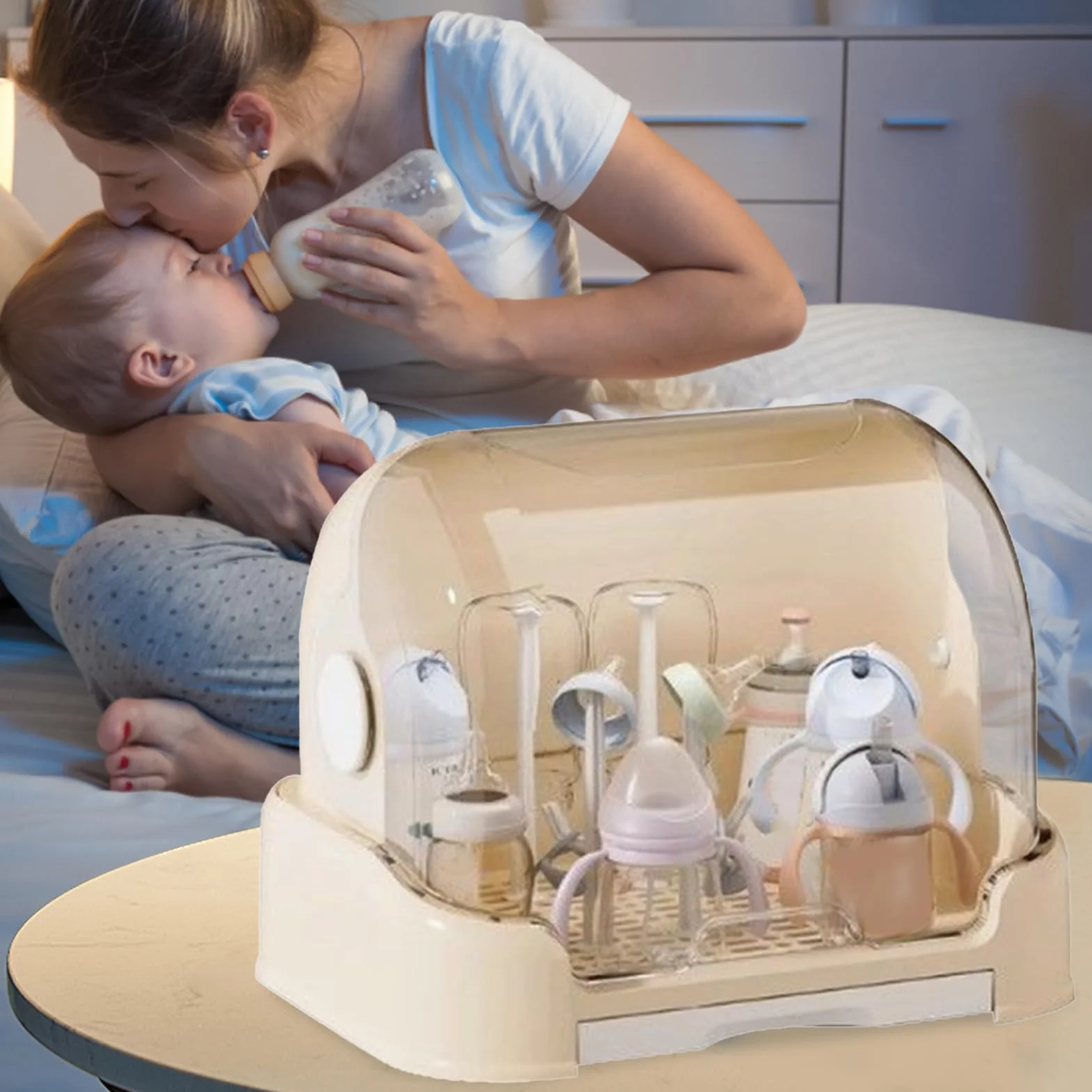 Contenitore per biberon, 30,5 cm, organizer per biberon, supporto rimovibile con funzione di facile scarico, comodo da riporre, perfetto per asilo nido, asilo nido, casa, viaggi