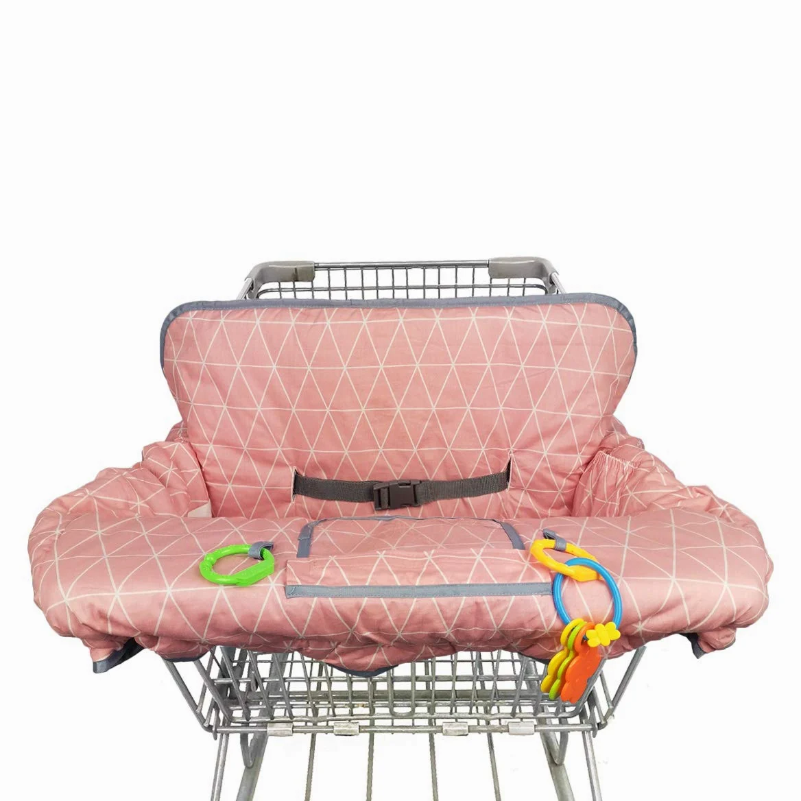 Coperture del carrello della spesa per neonata, copri seggiolone in cotone, cuscino del carrello della spesa per bambini, copricarrello per neonati ragazza, lavabile in lavatrice, grande (rosa)