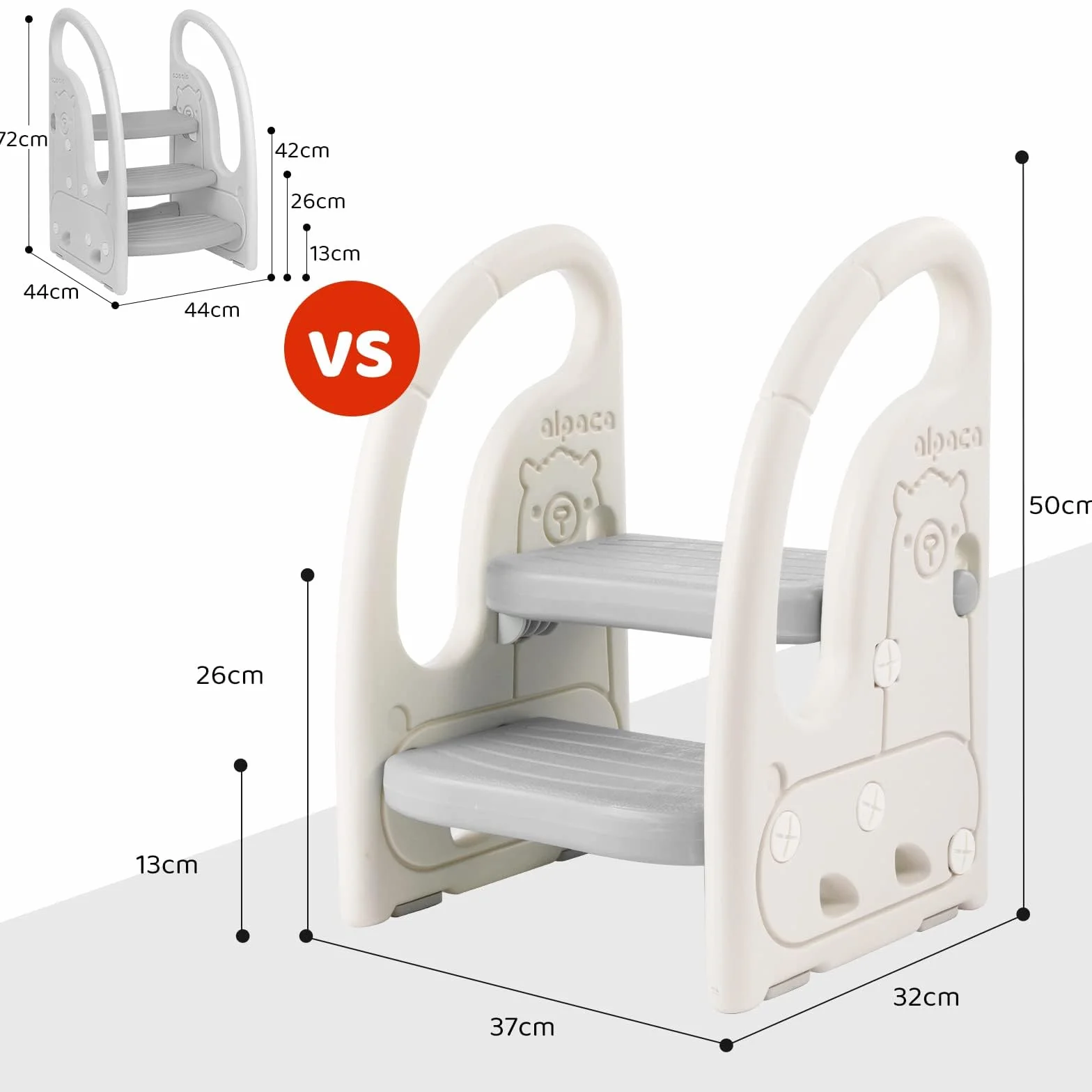 Onasti Sgabello a due gradini per bambini, Scaletta gradini, Sedile per Addestramento per WC, Multifunzione, Regolabile in Altezza, Con braccioli, Antiscivolo - Da 1.5 a 5 Anni circa