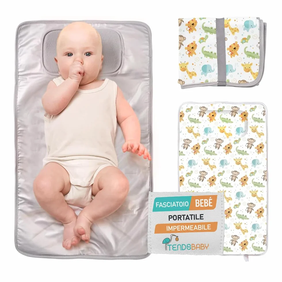 TENDS Fasciatoio Portatile Neonato - Fasciatoio Pieghevole e Impermeabile per Viaggio como Neonato Accessori Utili - Regalo Nascita Perfetto per Bimbo e Bimba - Fasciatoio neonato portatile
