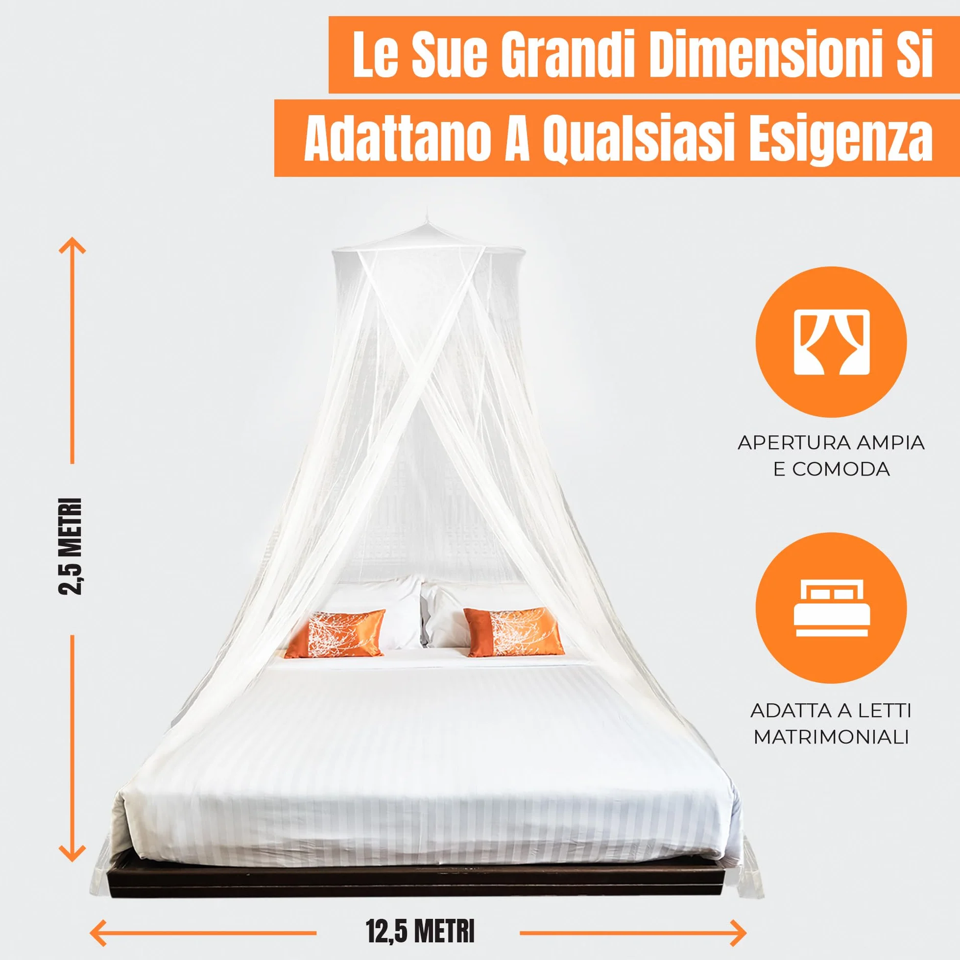 MEKKAPRO Zanzariera Letto Matrimoniale XL, Zanzariera da Letto Matrimoniale a Baldacchino, Culle o Amache, Zanzariera per Letto Matrimoniale con 2 Aperture, Contro Mosche, Vespe e Altri Insetti