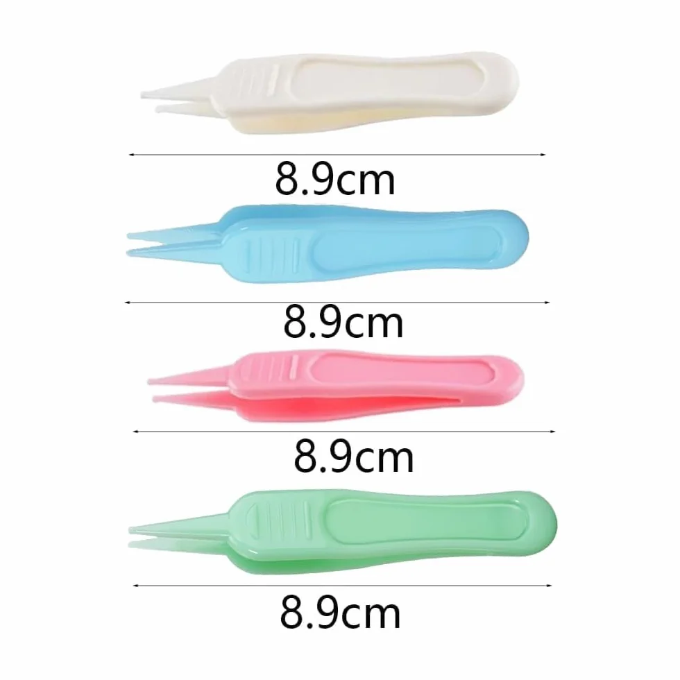 Pinzette per Naso, 4 Pezzi Naso Pinzette, Pinzette per la Cura, Pinzette di Plastica a Testa Rotonda, per la Pulizia Nasale