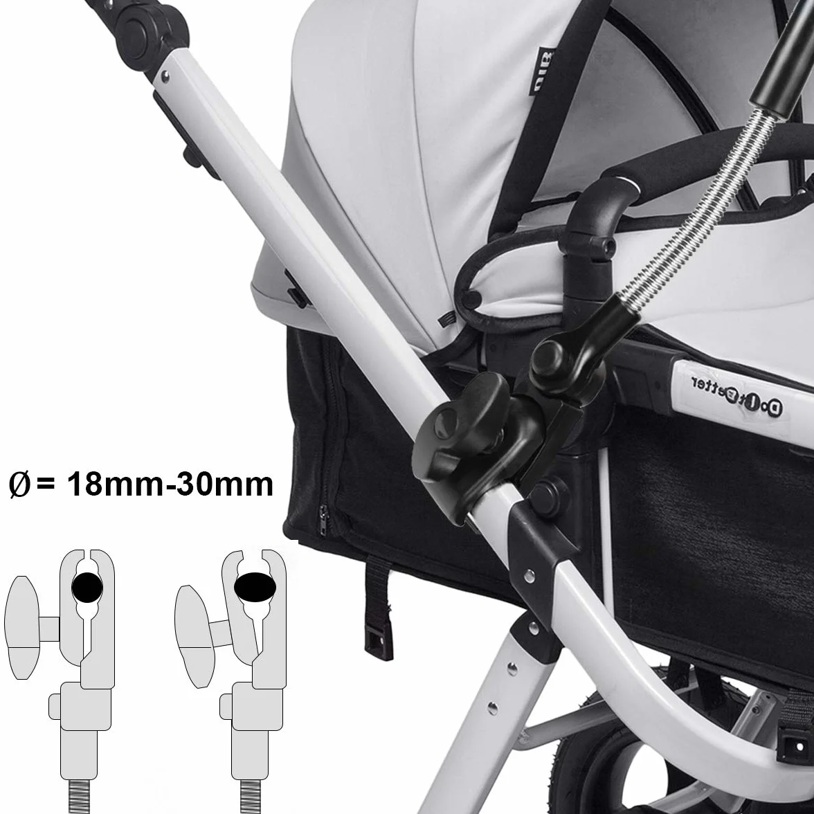 RIOGOO Ombrellone per passeggino, universale 50+ UV per bambini e neonati Protezione solare con manico per carrozzina-grigio