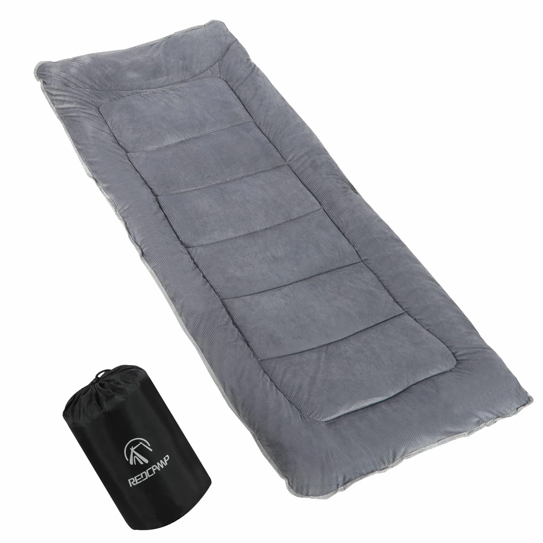 REDCAMP morbido cuscino da campeggio, letto pieghevole 190x70 cm, cotone spesso, imbottitura poliestere di alta qualità, grigio scuro