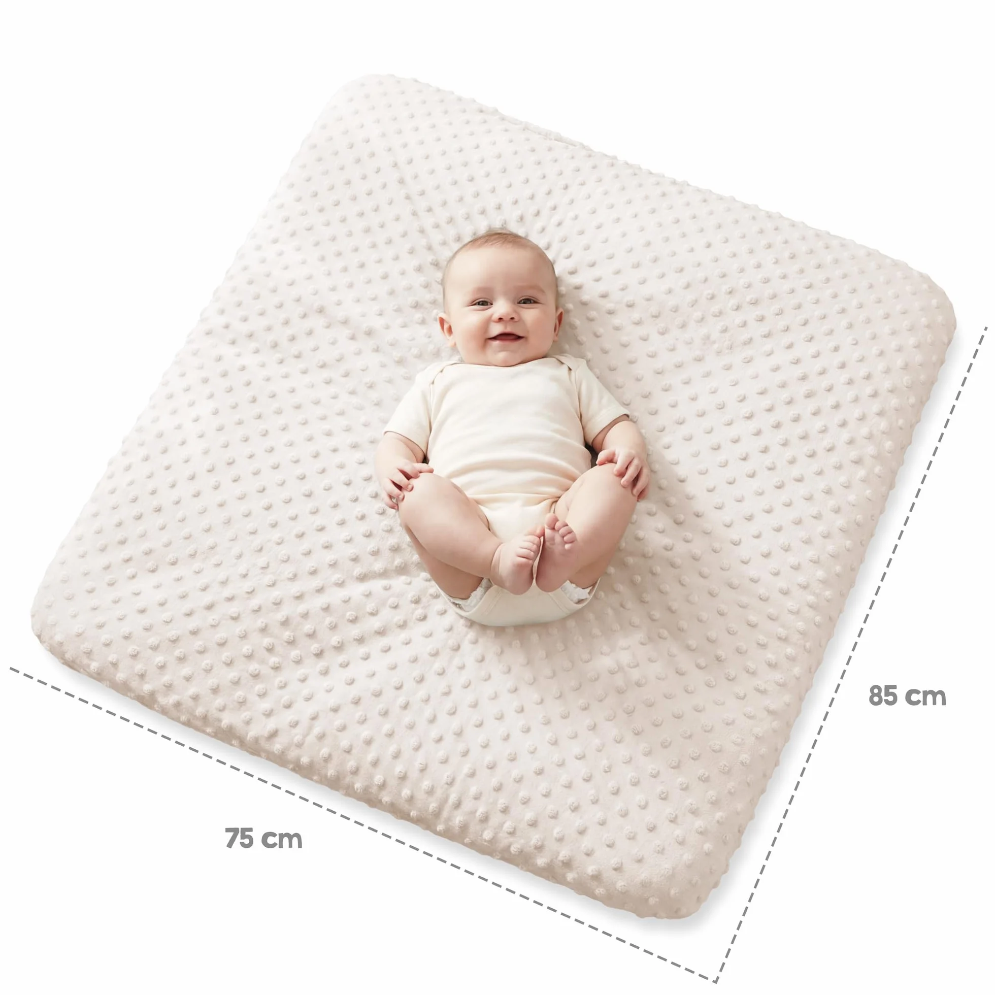 roba Coprimaterassino Fasciatoio Frosty Almond - 75 x 85 cm - Elastico - Traspirante - Morbido - Cotone BIO - Certificato GOTS e Oeko-Tex - Beige