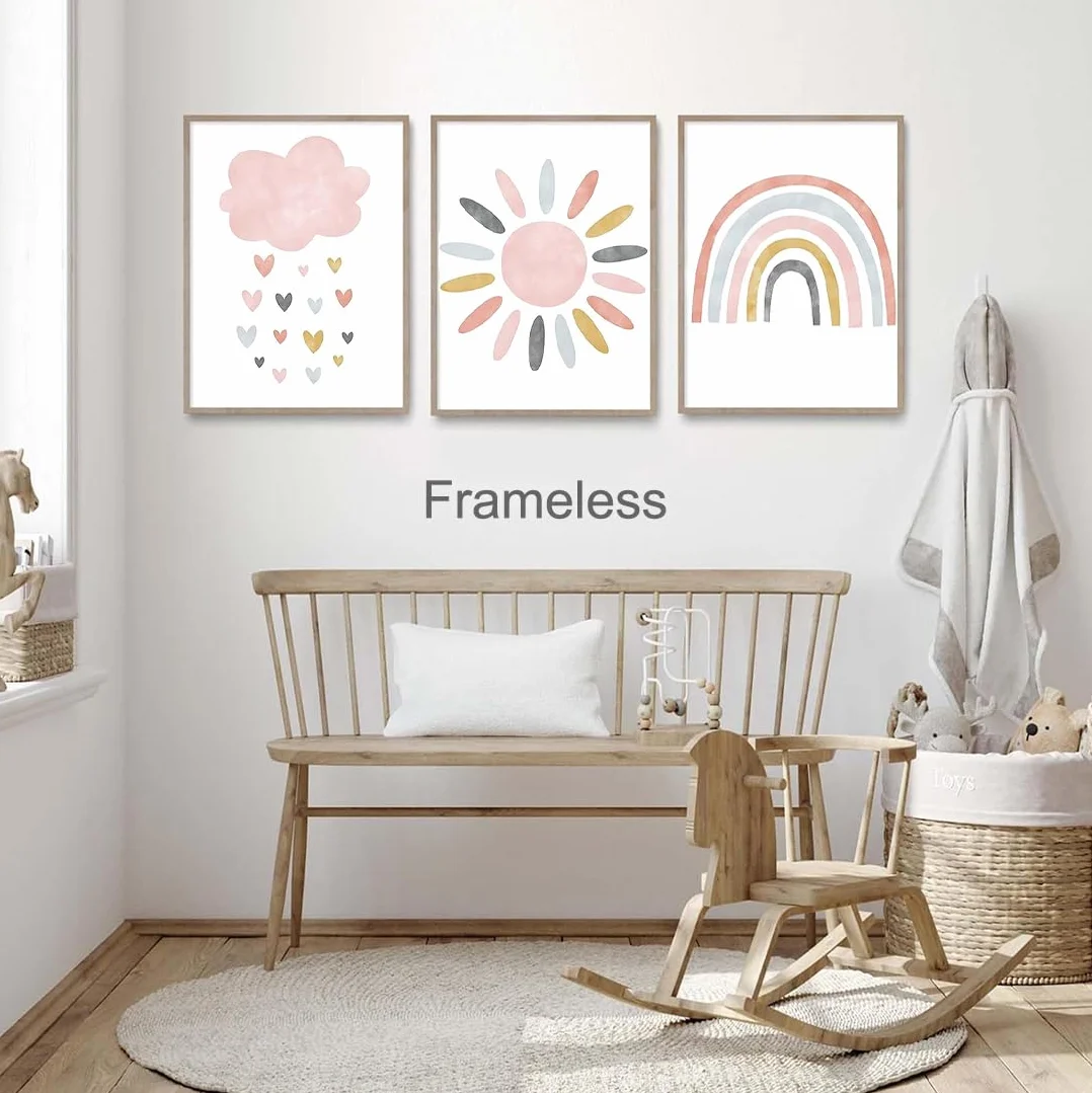 Set di 3 poster arcobaleno，Quadri Cameretta Bambino Poster Cameretta，decorazione per la cameretta dei bambini，formato A4