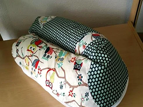 Atelier MiaMia - Cuscino per allattamento o per chi dorme sul fianco, motivo: gufi, 13 - 160 cm, colore: Blu scuro