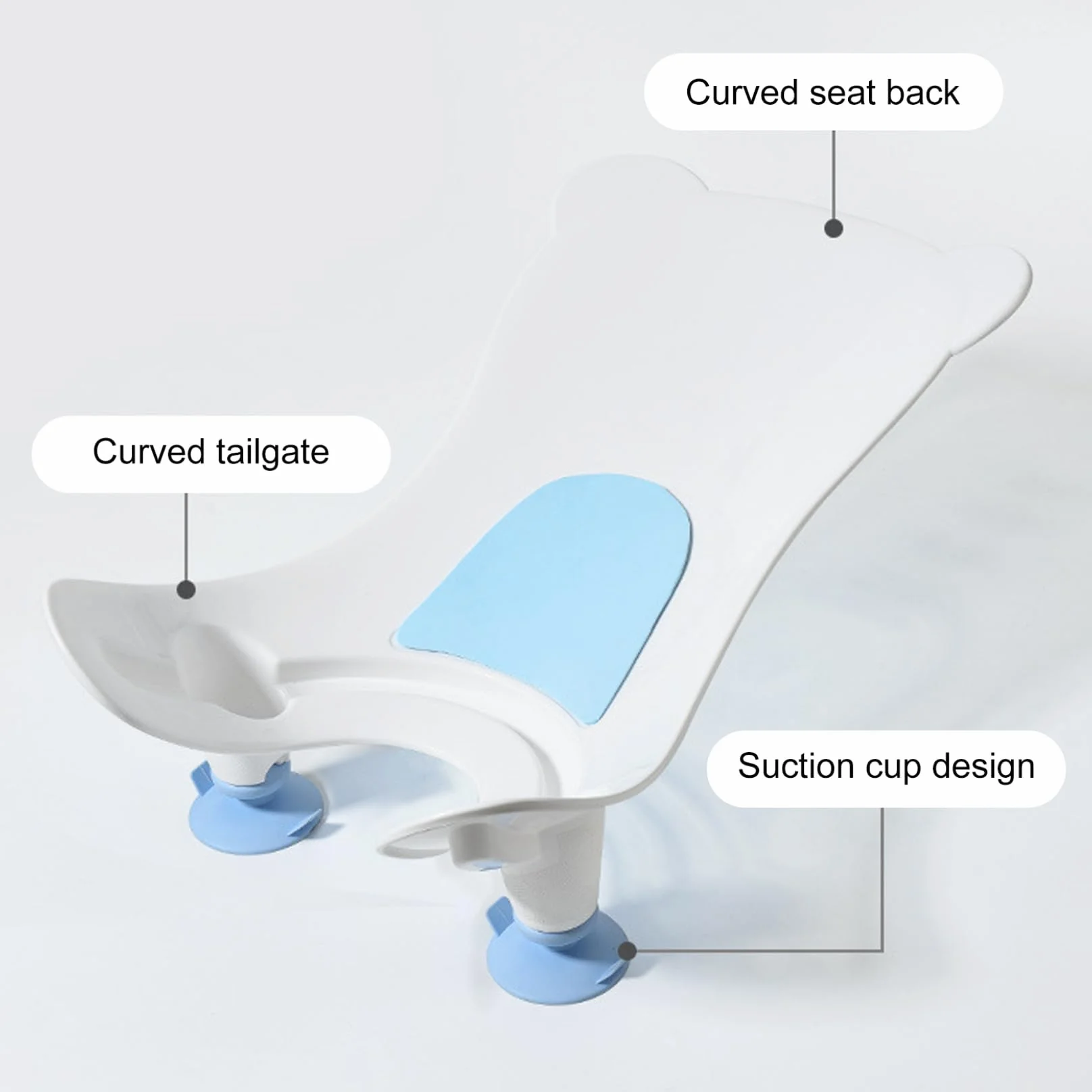 Lavandino da bagno per bambini con ventosa, lavandino dal design ergonomico portatile per bagnetto, strumento di lavaggio sicuro per supporto per natiche in PP per vasca da bagno per uso quotidia..