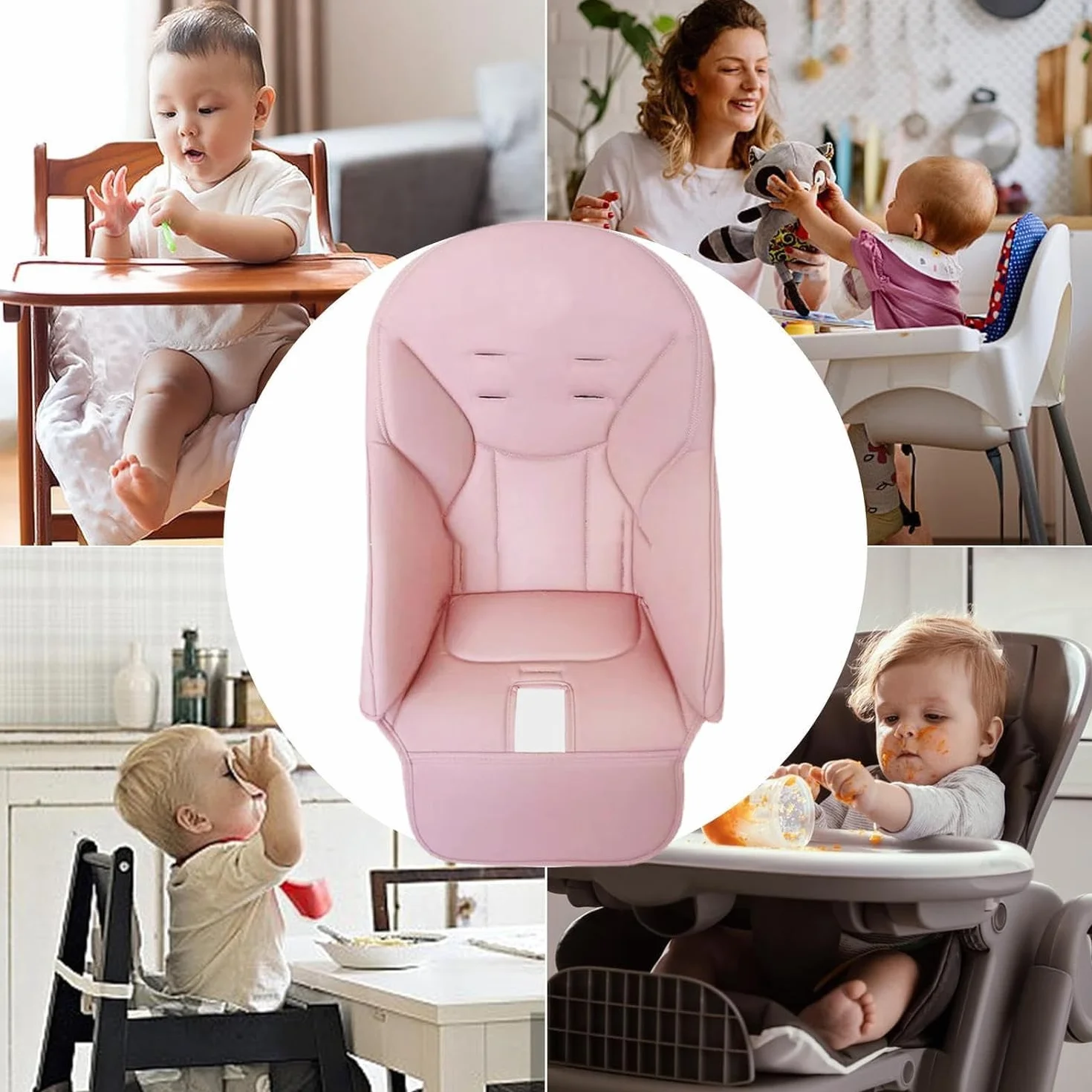 Cuscino per Seggiolone, Fodera per Sedia da Pranzo per Bambini, Imbottitura Seggiolone in Pelle PU, Morbido E Confortevole, Copriseggiolone Universale per Peg Perego, Baoneo, Kosmic Jan, Siesta Zero3