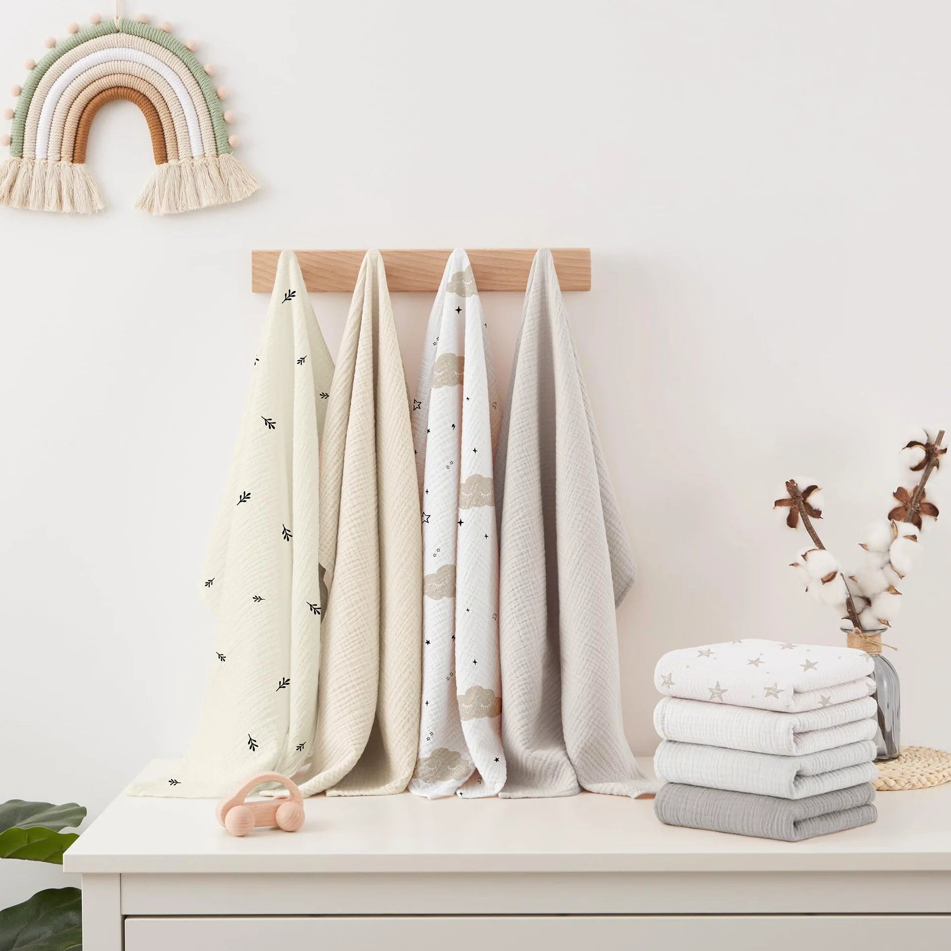 Susurration Salviette in Garza per Bambini Super Morbido Assorbente in Mussola a Grana Per Neonati, Unisex, per Bambine E Ragazzi 8 Pezzi, Set 60x60CM (Rosa-marrone)